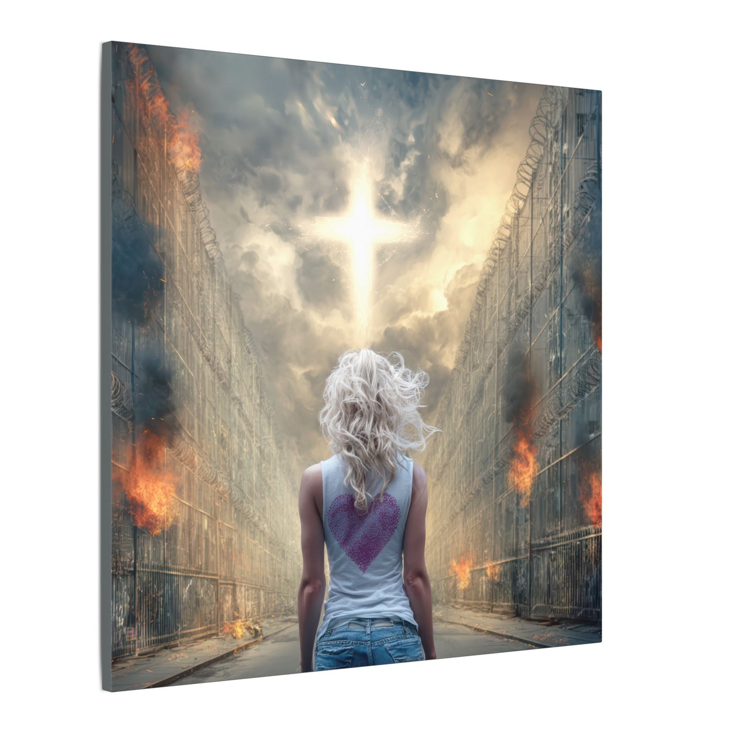 Walking through Hell for Love - Wall Art -Canvas and Poster Print, Christian Home Decor, Christian Art, Spiritual Gift, Modern Artwork