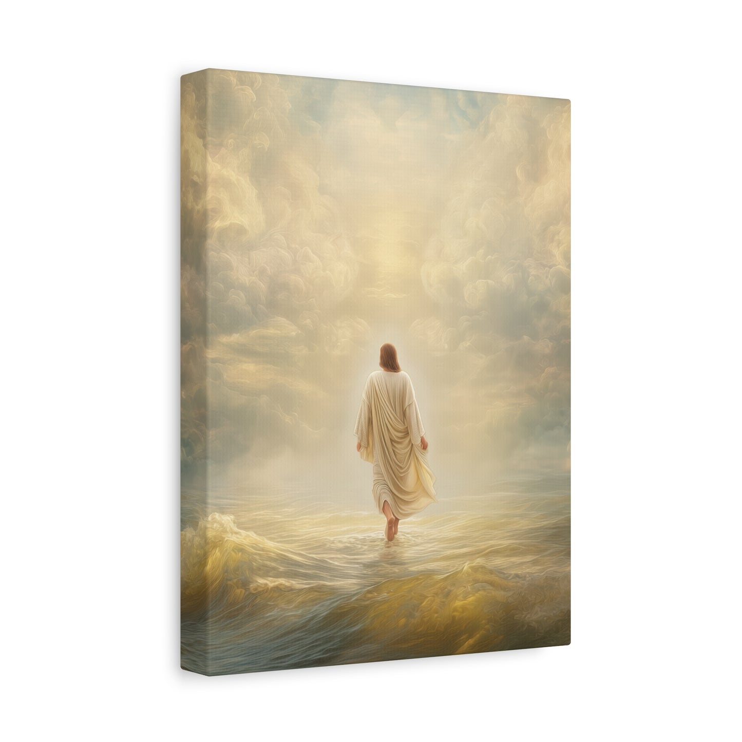 Jesus Walking on Water - Canvas & Poster Print, Spiritual Wall Decor, Divine Light Modern Canvas Art, Religious Decor, Faith-Based Art, Christian Gift