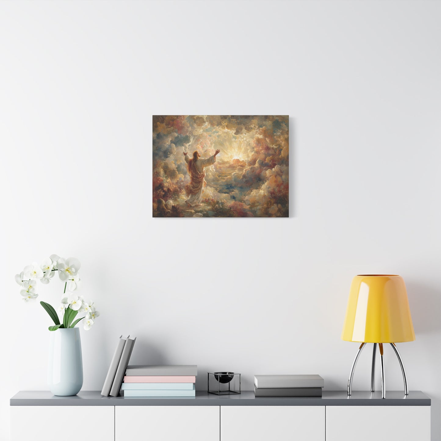 Jesus in Clouds Art - Canvas & Poster Print, Religious Decor, Christian Wall Art, Spiritual Home Decor, Faith-Based Gift Religious Gifts