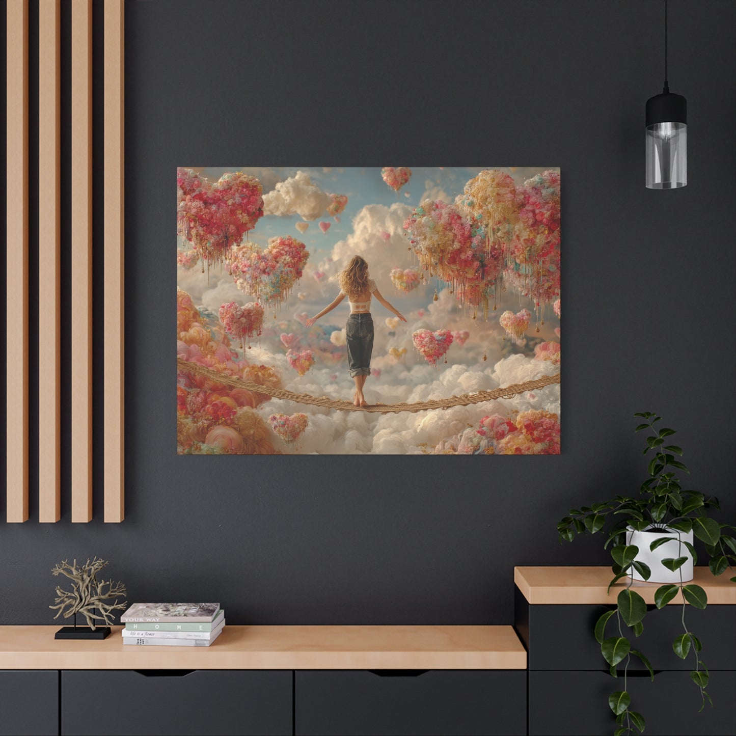 Heart-themed Artwork - Canvas & Poster Prints, Dreamy Heart Cloud Landscape, Whimsical Nursery Decor, Kids Room Wall Art, Girls' Room Art, Baby Girl Gift