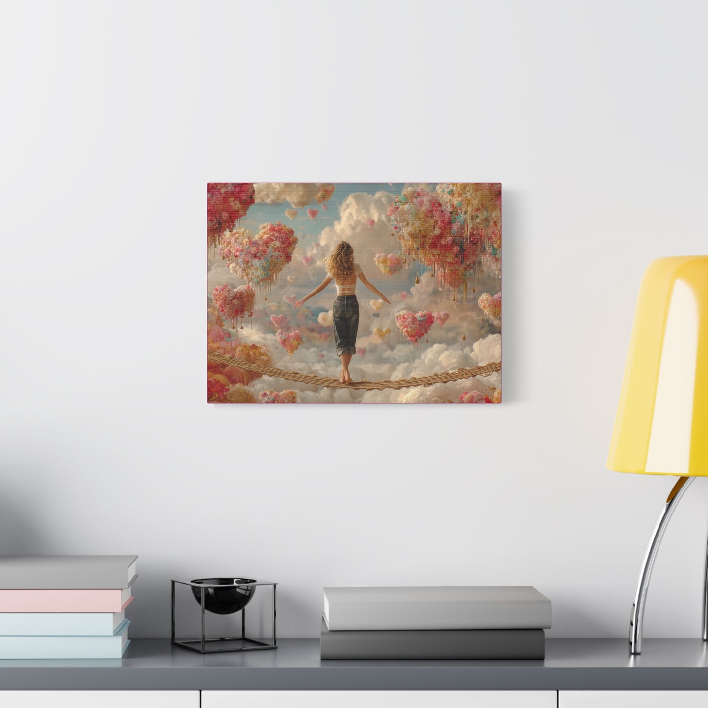 Heart-themed Artwork - Canvas & Poster Prints, Dreamy Heart Cloud Landscape, Whimsical Nursery Decor, Kids Room Wall Art, Girls' Room Art, Baby Girl Gift