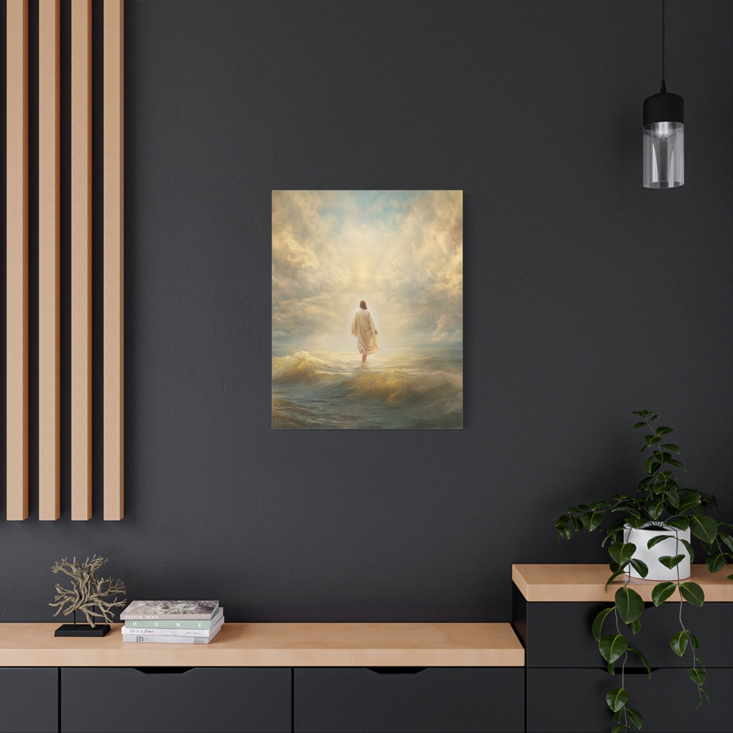 Jesus Walking on Water - Canvas & Poster Print, Spiritual Wall Decor, Divine Light Modern Canvas Art, Religious Decor, Faith-Based Art, Christian Gift