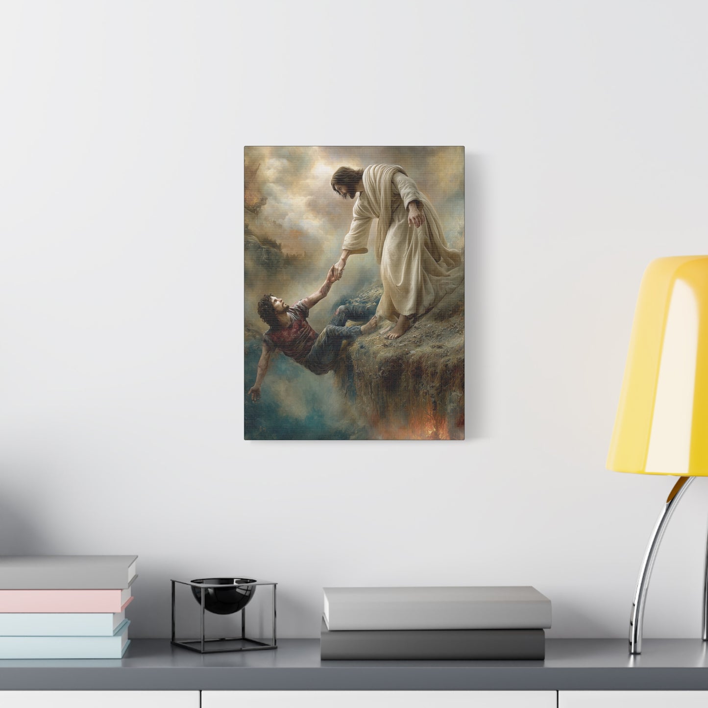Jesus Saving Man from Pit - Canvas and Poster Print, Faith-Based Decor, Spiritual Wall Art, Religious Gift, Christian Home Decor, Biblical Wall Hanging