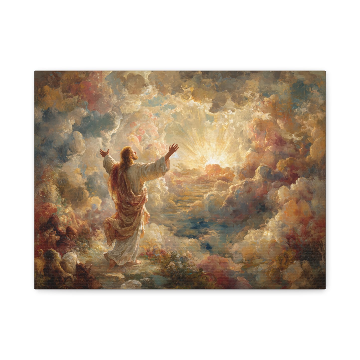 Jesus in Clouds Art - Canvas & Poster Print, Religious Decor, Christian Wall Art, Spiritual Home Decor, Faith-Based Gift Religious Gifts