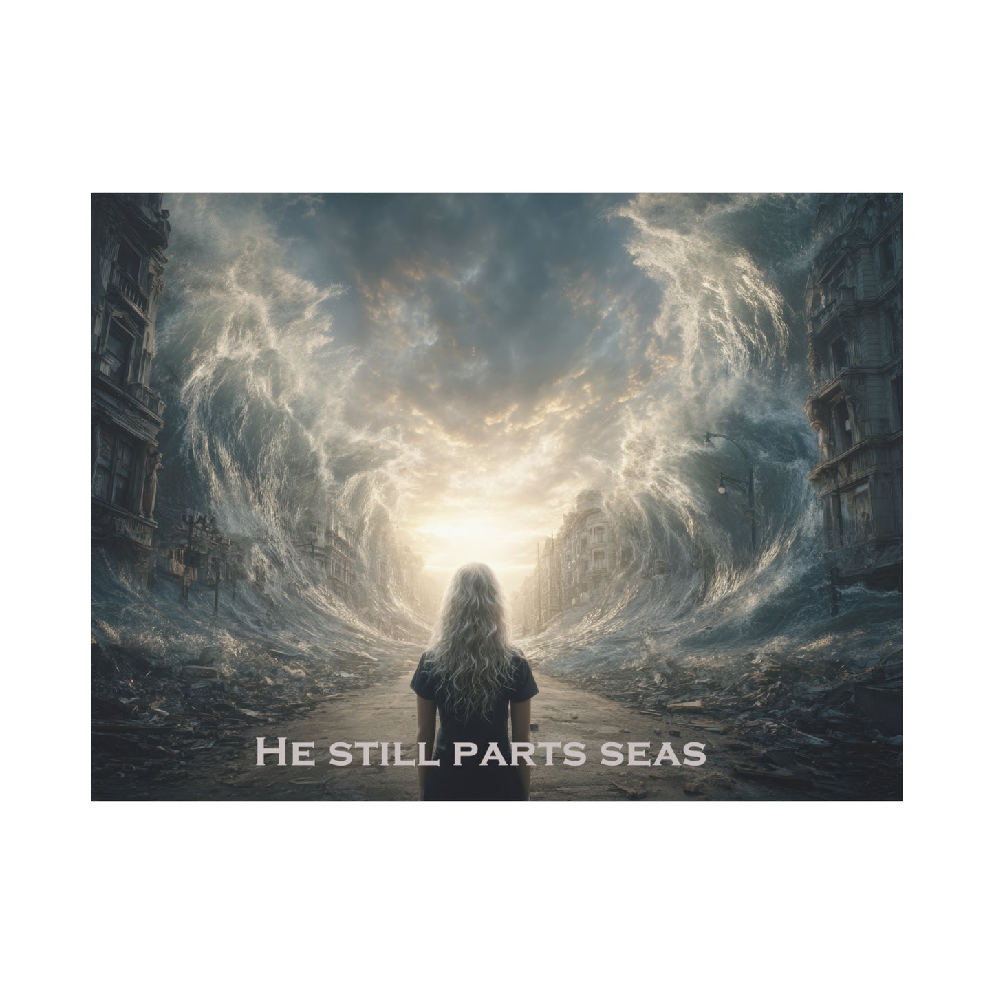 Moses Parting Red Sea Artwork - Canvas & Poster Print, Motivational Christian Art, Religious Decor, Spiritual Wall Art, Modern Christian Home Decor, Faith-Based Gift