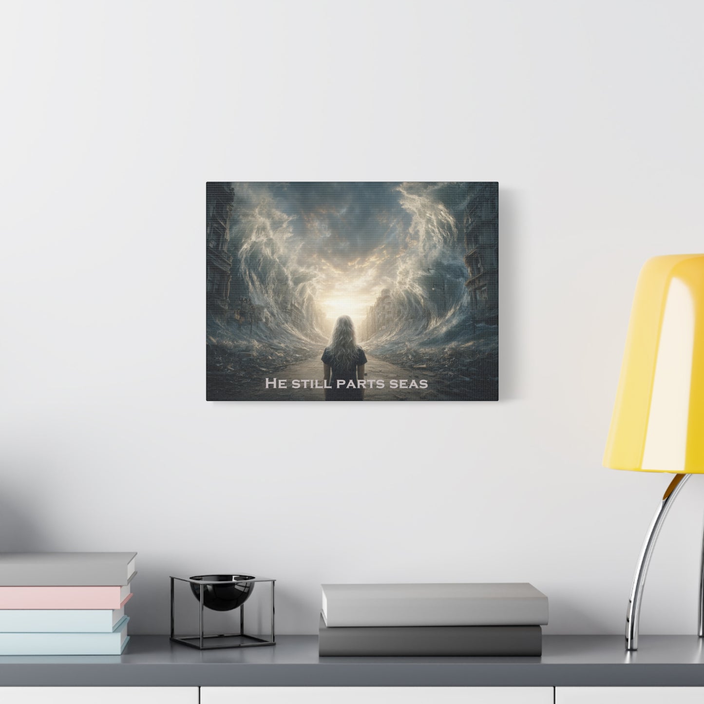 Moses Parting Red Sea Artwork - Canvas & Poster Print, Motivational Christian Art, Religious Decor, Spiritual Wall Art, Modern Christian Home Decor, Faith-Based Gift