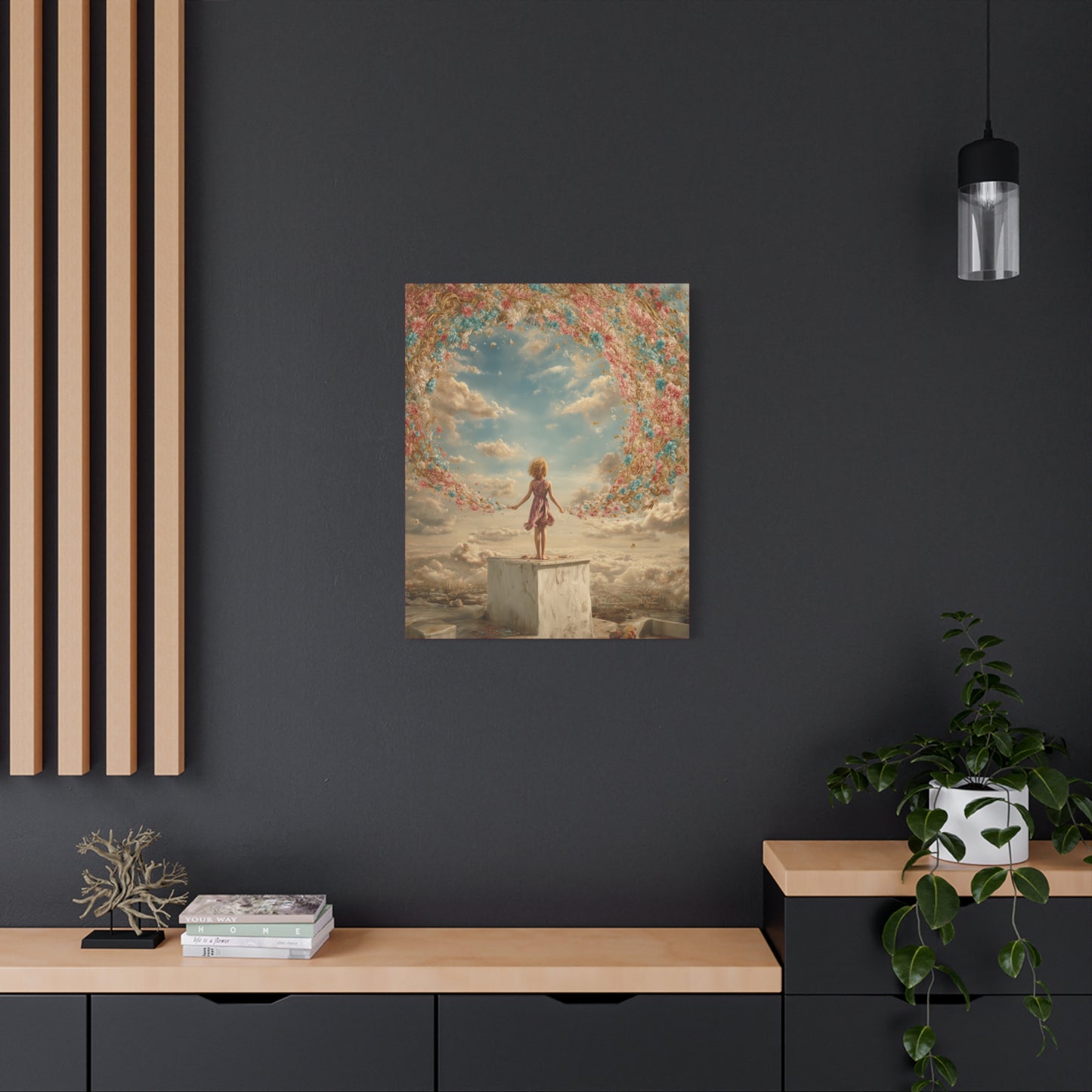 Little Girl with Flowers Art - Canvas & Poster Print, Kids Room Wall Art, Girls' Room, Children's room Decor, Baby Girl Gift, Dreamy Decor