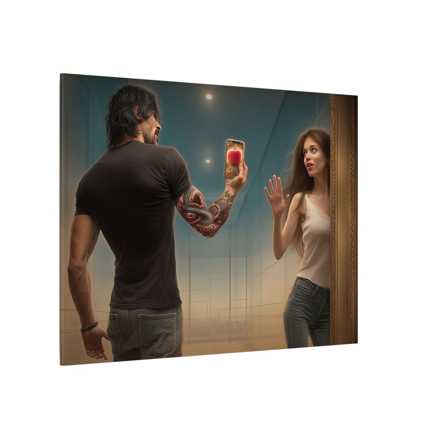 Adam and Eve Art- Canvas & Poster Print, Temptation Wall Art, Christian Wall Art Print, Spiritual Home Decor, Modern Art, Unique Christian Gift