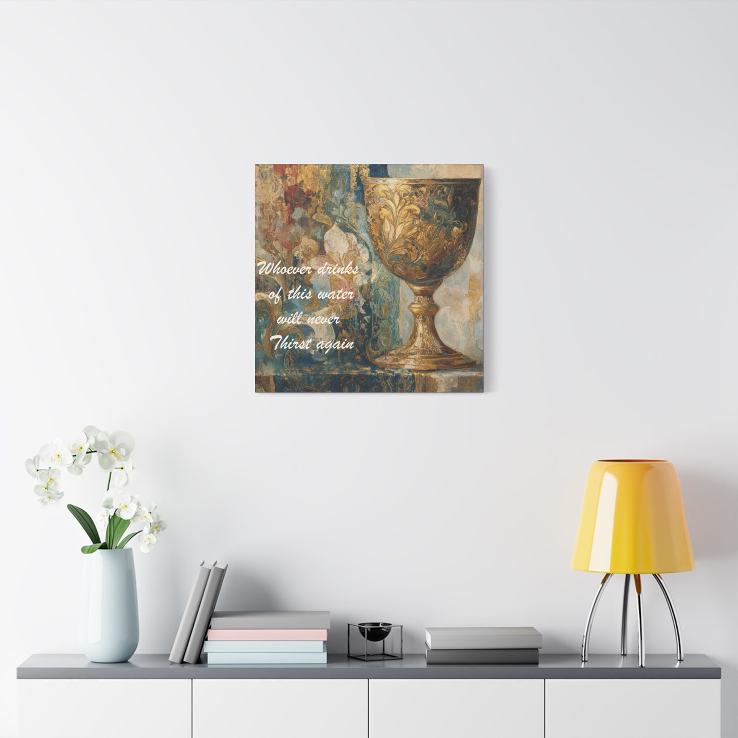 Bible Quote Art Print- Canvas and Poster, Jesus Chalice, Spiritual Home Decor, Faith-based artwork, Christian gift
