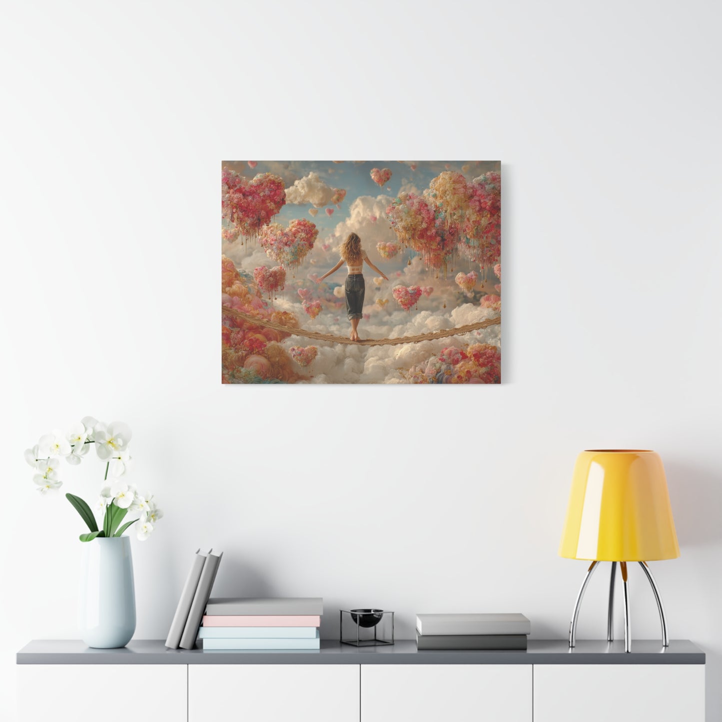 Heart-themed Artwork - Canvas & Poster Prints, Dreamy Heart Cloud Landscape, Whimsical Nursery Decor, Kids Room Wall Art, Girls' Room Art, Baby Girl Gift