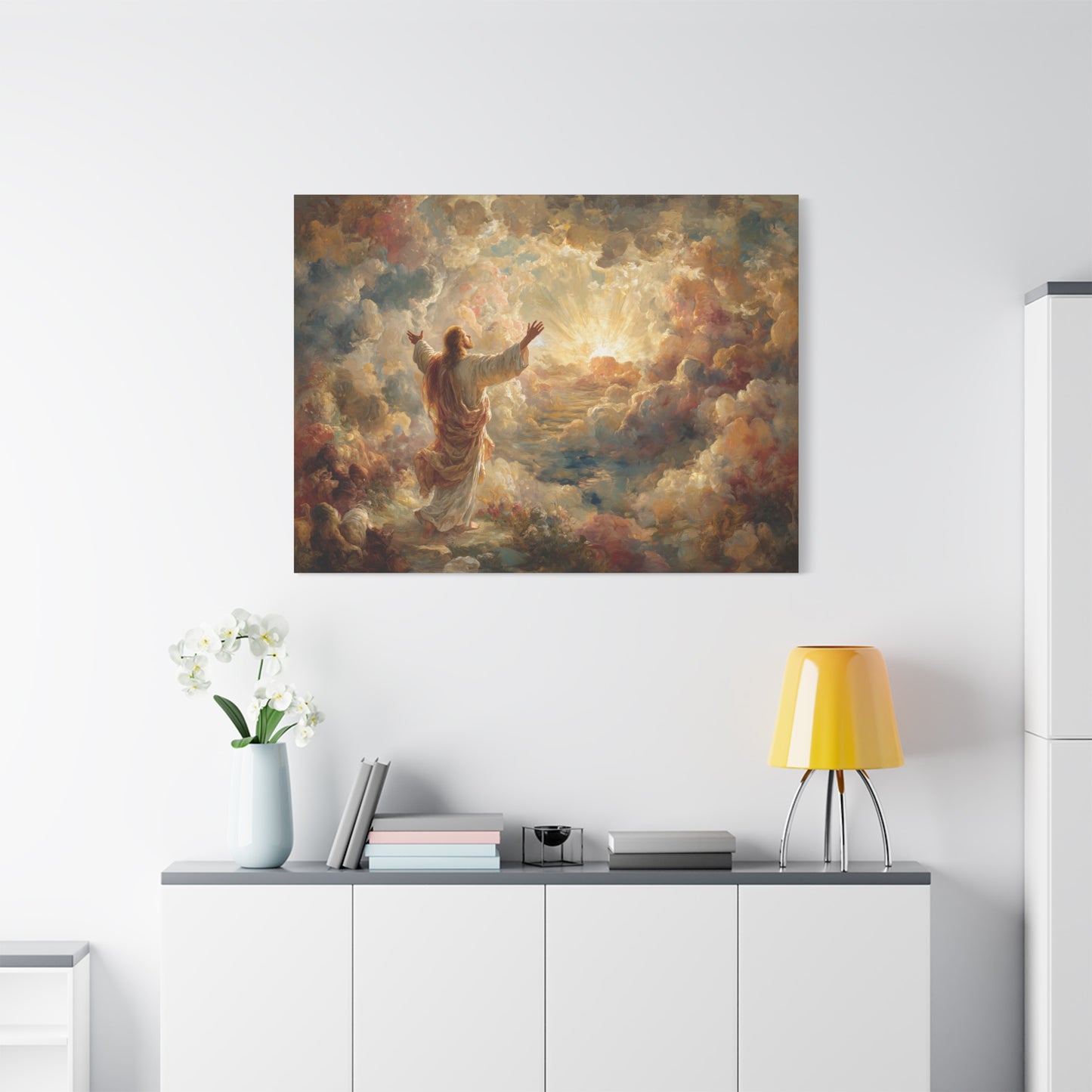Jesus in Clouds Art - Canvas & Poster Print, Religious Decor, Christian Wall Art, Spiritual Home Decor, Faith-Based Gift Religious Gifts