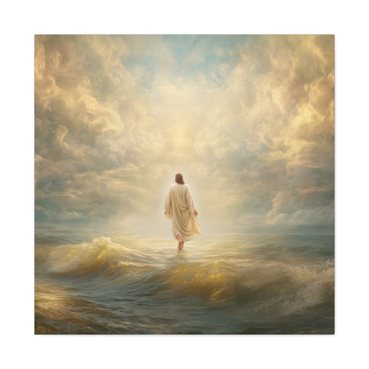 Jesus Walking on Water - Canvas & Poster Print, Spiritual Wall Decor, Divine Light Modern Canvas Art, Religious Decor, Faith-Based Art, Christian Gift