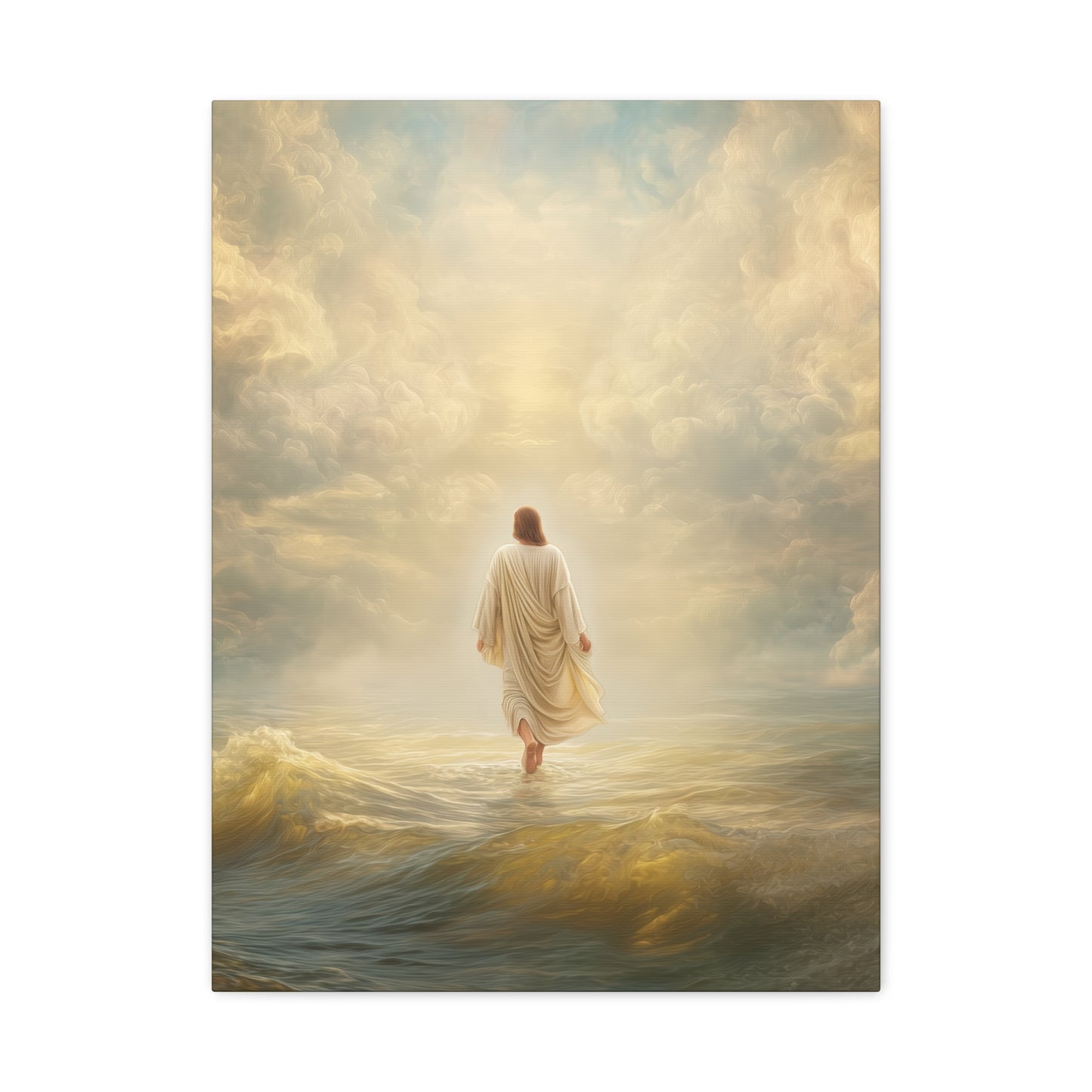 Jesus Walking on Water - Canvas & Poster Print, Spiritual Wall Decor, Divine Light Modern Canvas Art, Religious Decor, Faith-Based Art, Christian Gift