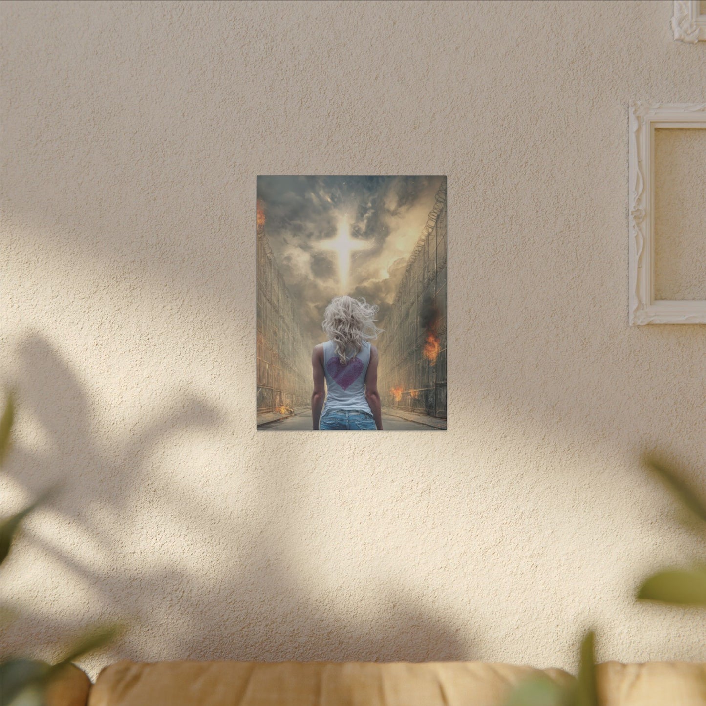 Walking through Hell for Love - Wall Art -Canvas and Poster Print, Christian Home Decor, Christian Art, Spiritual Gift, Modern Artwork