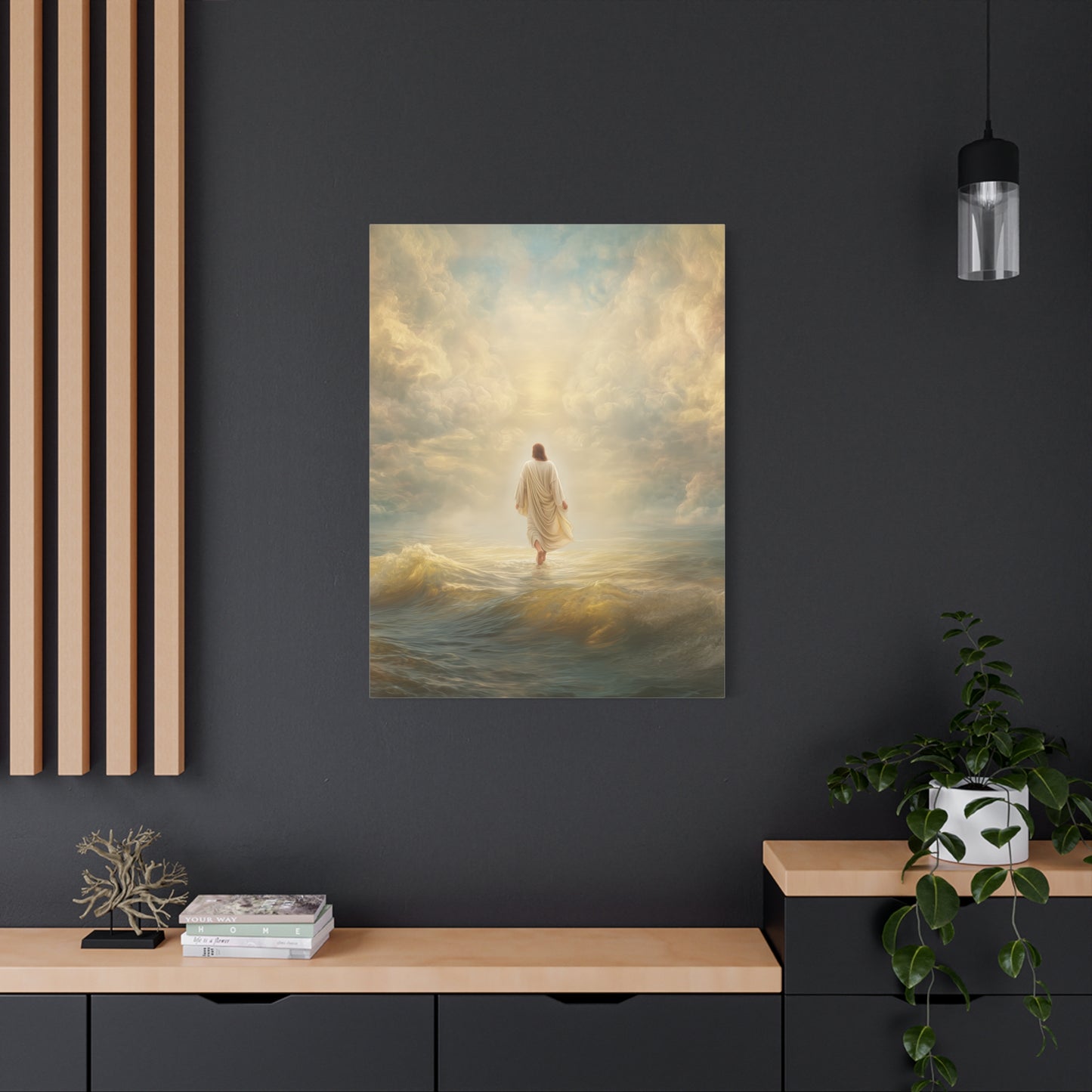 Jesus Walking on Water - Canvas & Poster Print, Spiritual Wall Decor, Divine Light Modern Canvas Art, Religious Decor, Faith-Based Art, Christian Gift