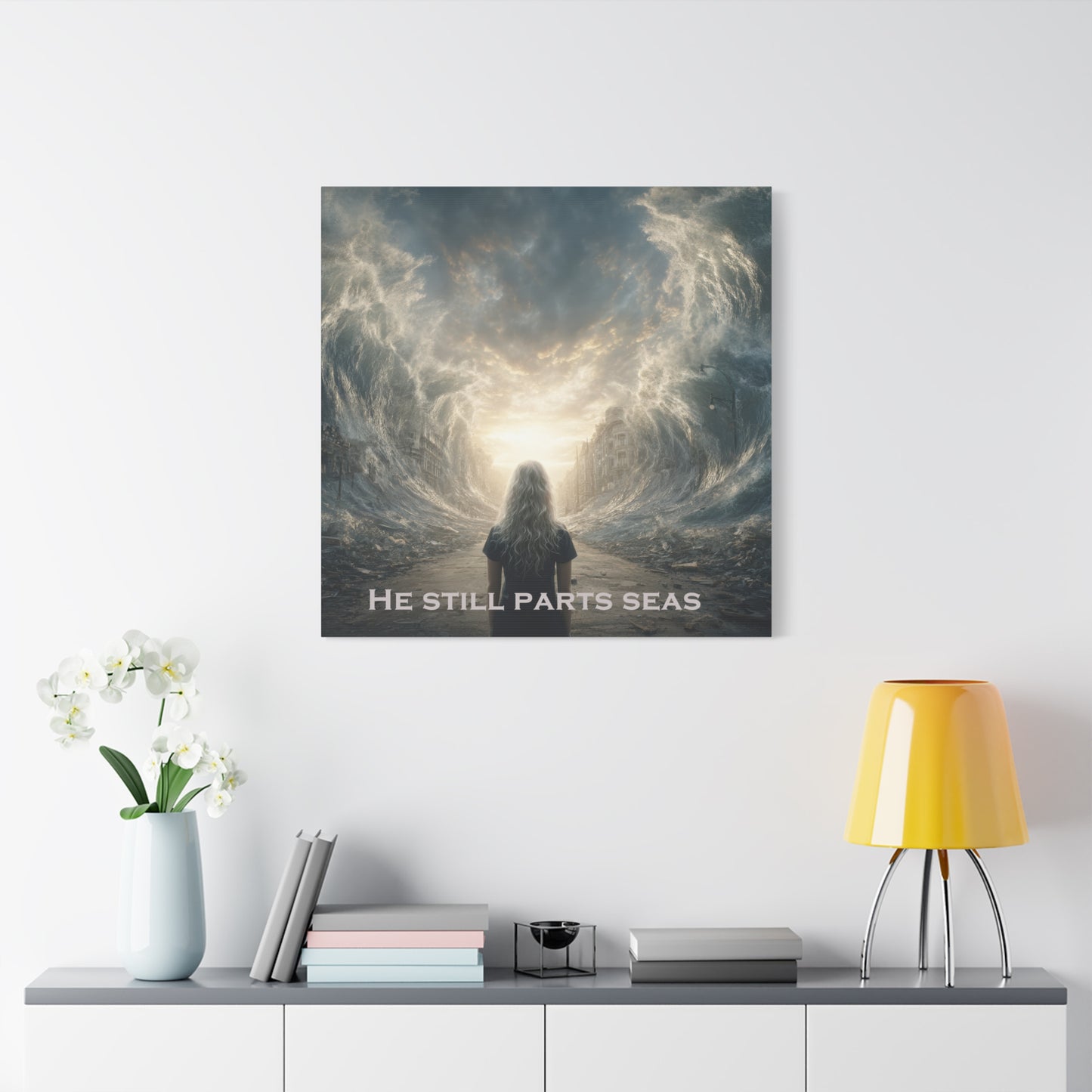 Moses Parting Red Sea Artwork - Canvas & Poster Print, Motivational Christian Art, Religious Decor, Spiritual Wall Art, Modern Christian Home Decor, Faith-Based Gift