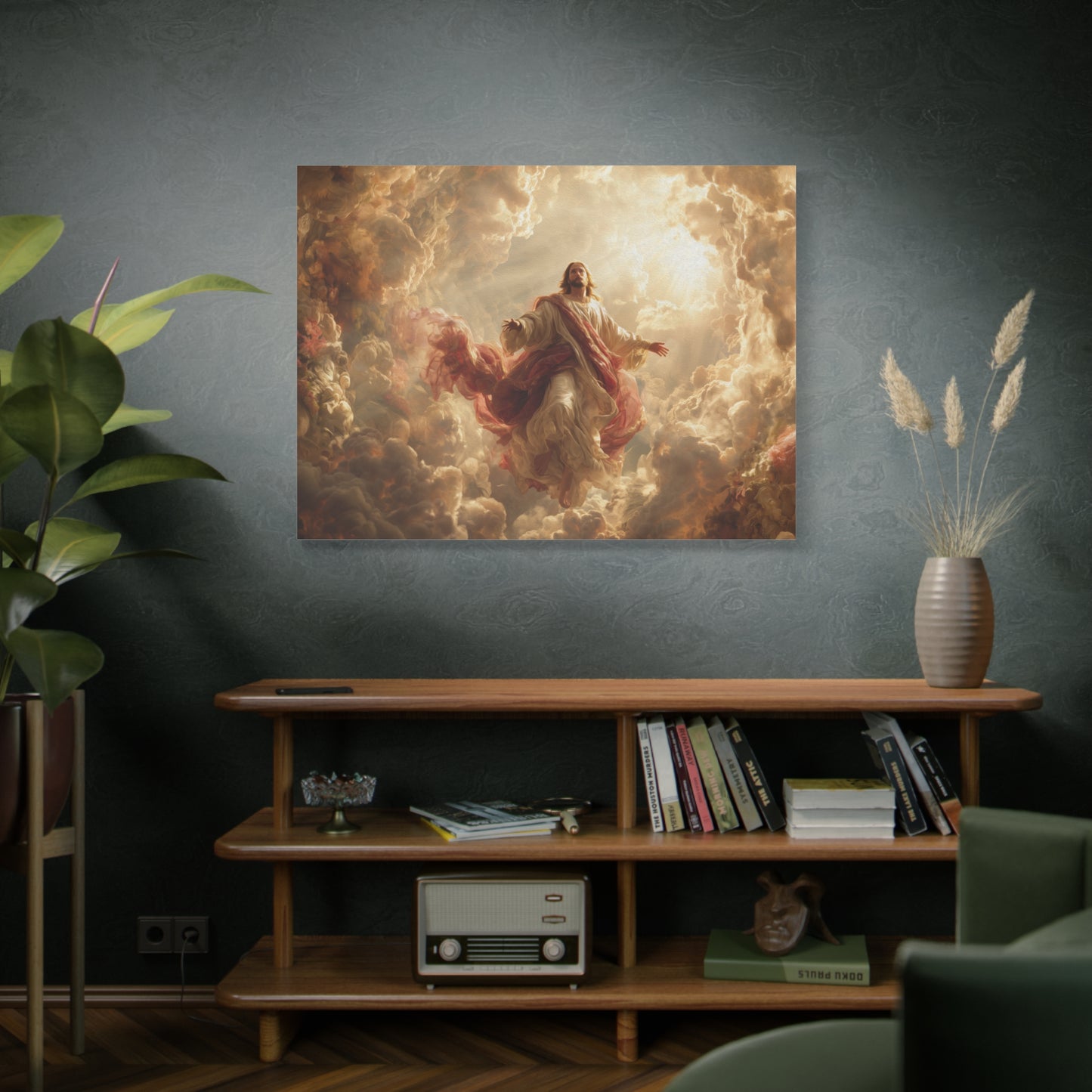 Power of Jesus Heavenly Art - Canvas & Poster, Jesus Descends in Clouds, Spiritual Wall Decor, Religious Home Decor, Faith-Based Art