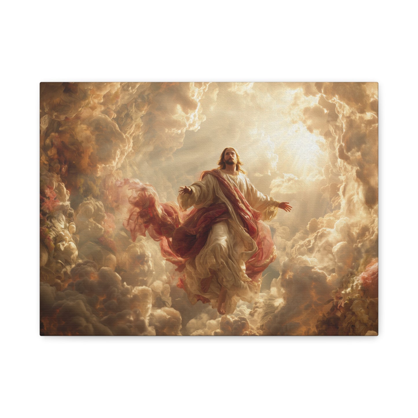 Power of Jesus Heavenly Art - Canvas & Poster, Jesus Descends in Clouds, Spiritual Wall Decor, Religious Home Decor, Faith-Based Art