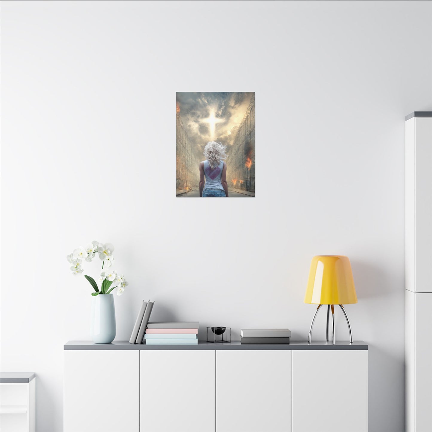 Walking through Hell for Love - Wall Art -Canvas and Poster Print, Christian Home Decor, Christian Art, Spiritual Gift, Modern Artwork