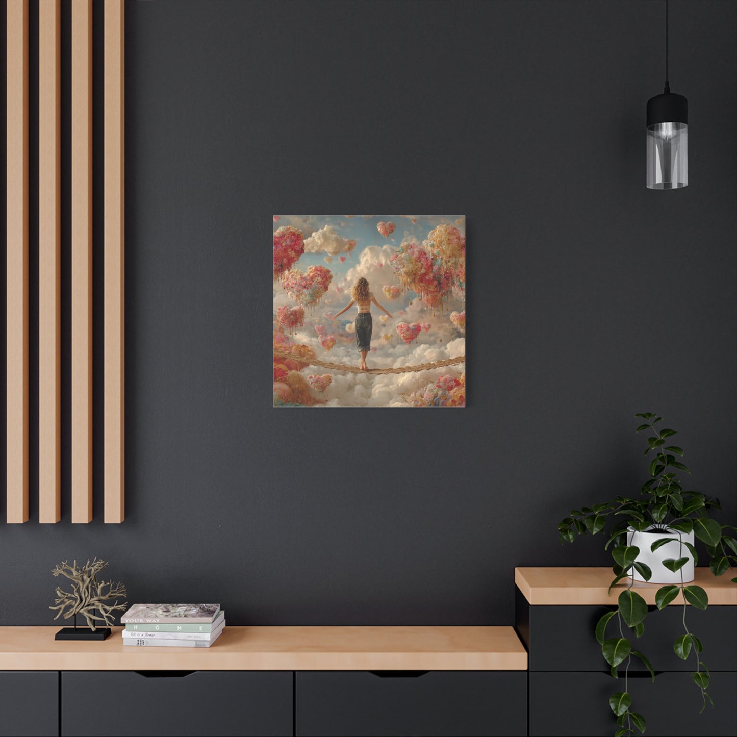 Heart-themed Artwork - Canvas & Poster Prints, Dreamy Heart Cloud Landscape, Whimsical Nursery Decor, Kids Room Wall Art, Girls' Room Art, Baby Girl Gift