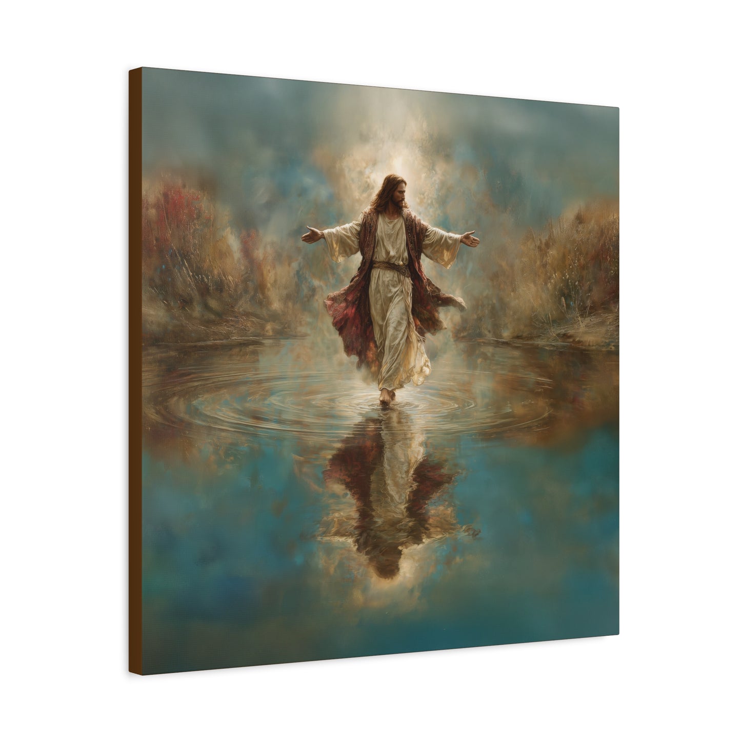 Jesus Walking on Water - Canvas & Poster Prints, Spiritual Wall Decor, Divine Light Modern Canvas Art, Religious Decor, Faith-Based Art, Christian Gift