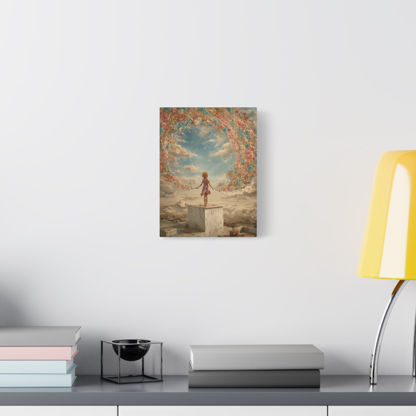 Little Girl with Flowers Art - Canvas & Poster Print, Kids Room Wall Art, Girls' Room, Children's room Decor, Baby Girl Gift, Dreamy Decor