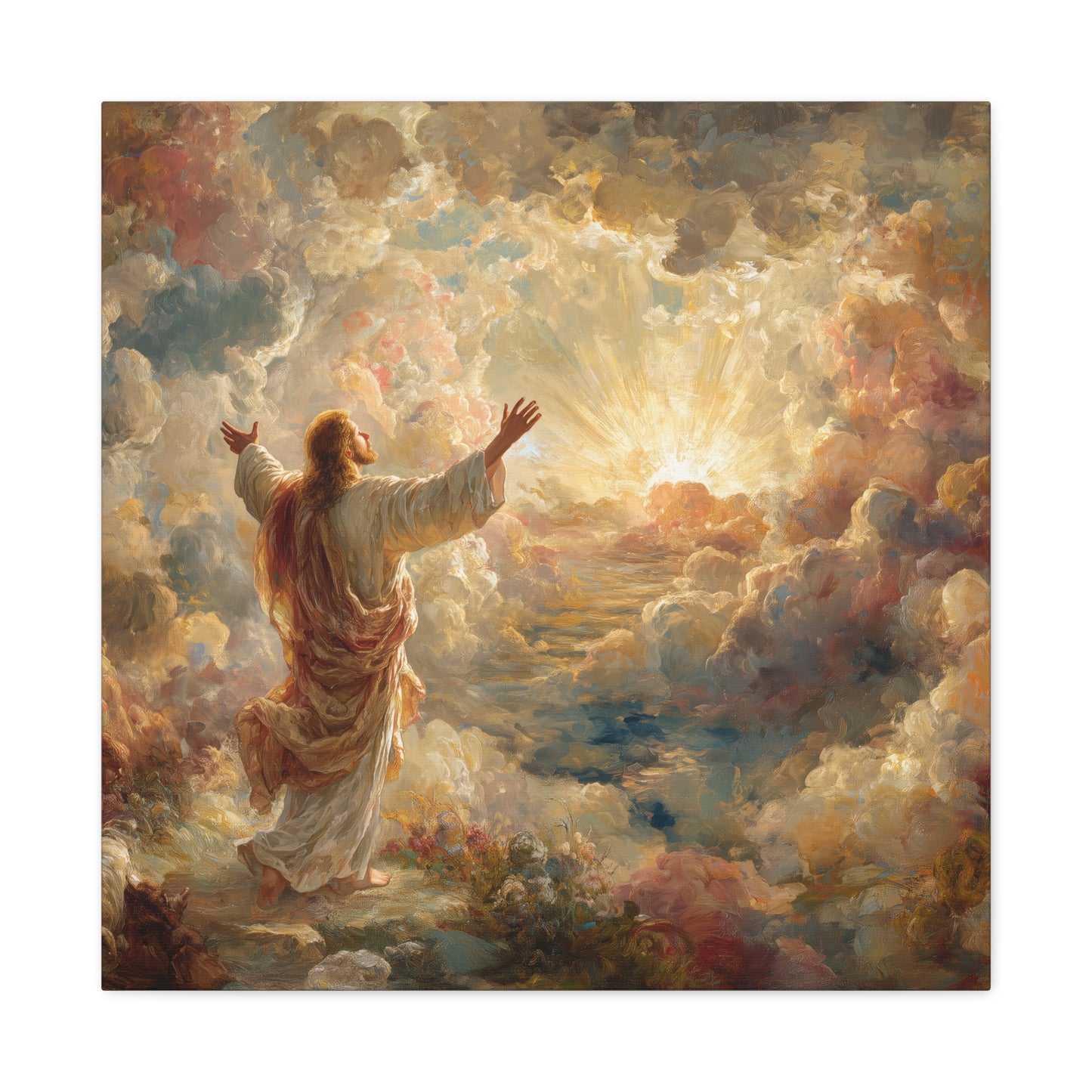 Jesus in Clouds Art - Canvas & Poster Print, Religious Decor, Christian Wall Art, Spiritual Home Decor, Faith-Based Gift Religious Gifts
