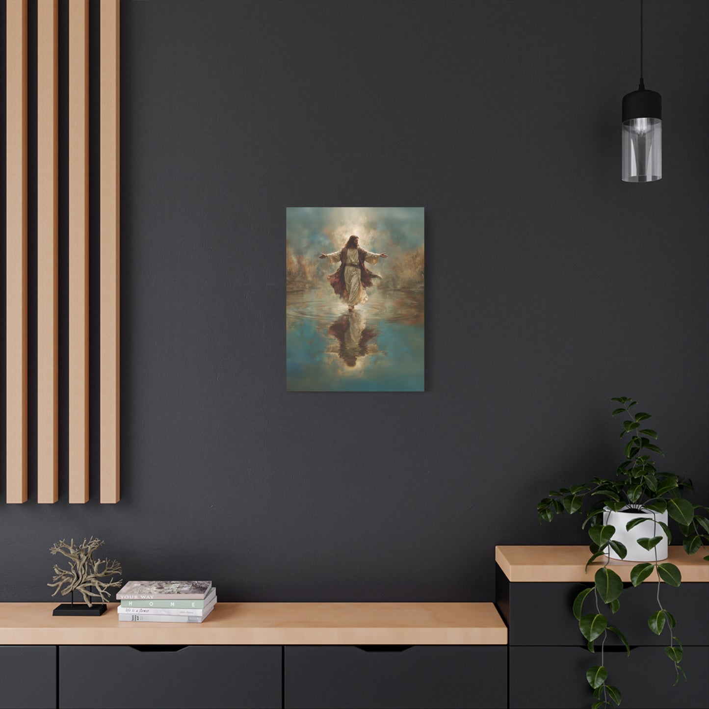 Jesus Walking on Water - Canvas & Poster Prints, Spiritual Wall Decor, Divine Light Modern Canvas Art, Religious Decor, Faith-Based Art, Christian Gift