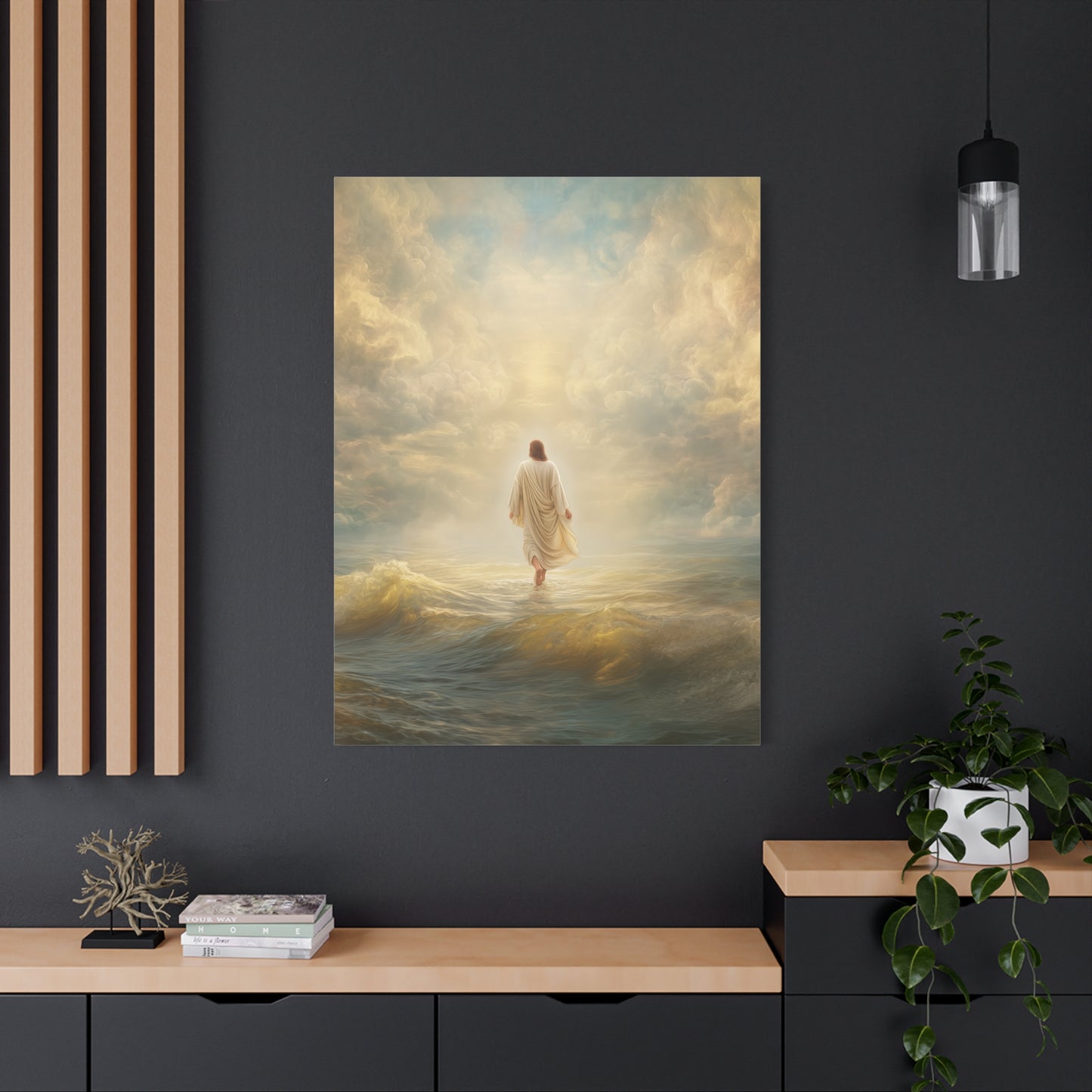 Jesus Walking on Water - Canvas & Poster Print, Spiritual Wall Decor, Divine Light Modern Canvas Art, Religious Decor, Faith-Based Art, Christian Gift