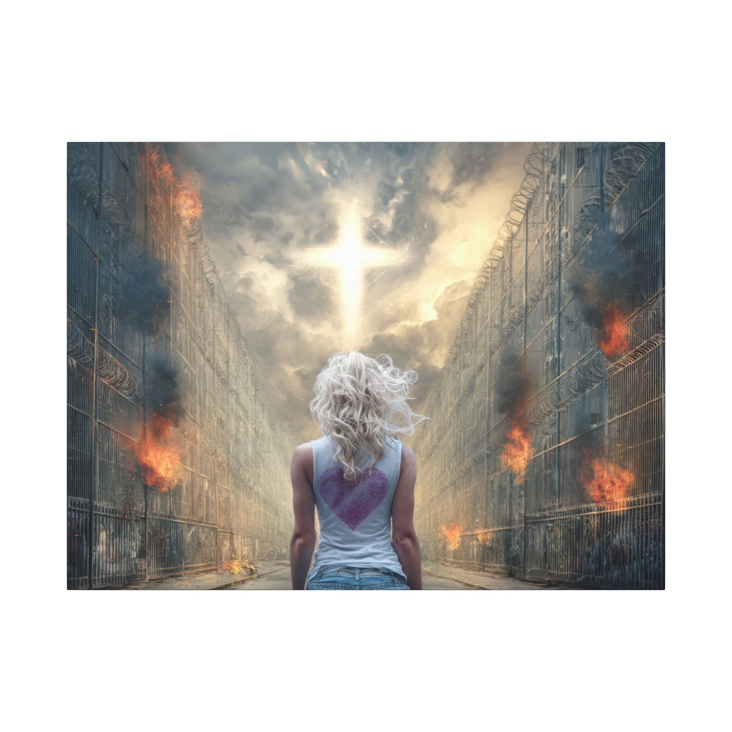 Walking through Hell for Love - Wall Art -Canvas and Poster Print, Christian Home Decor, Christian Art, Spiritual Gift, Modern Artwork