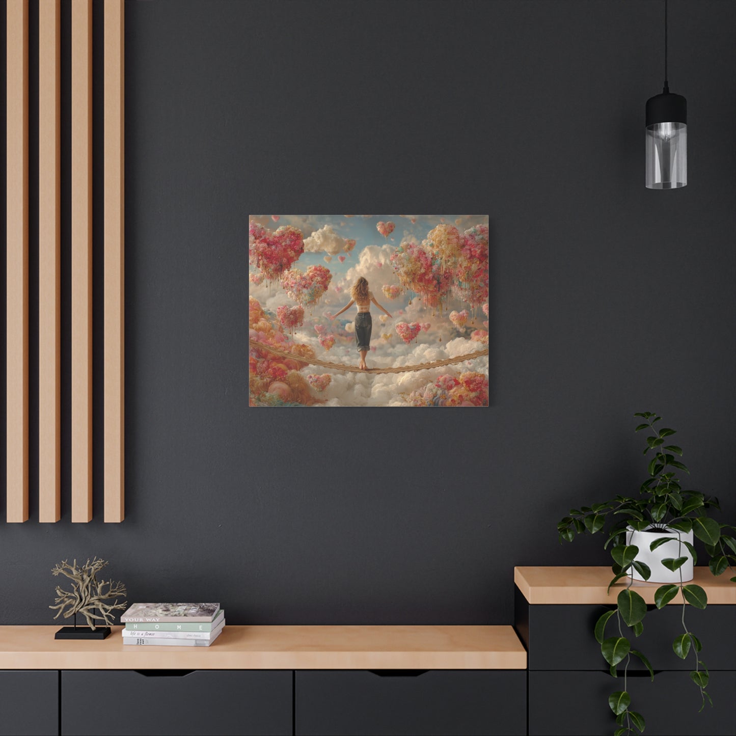 Heart-themed Artwork - Canvas & Poster Prints, Dreamy Heart Cloud Landscape, Whimsical Nursery Decor, Kids Room Wall Art, Girls' Room Art, Baby Girl Gift
