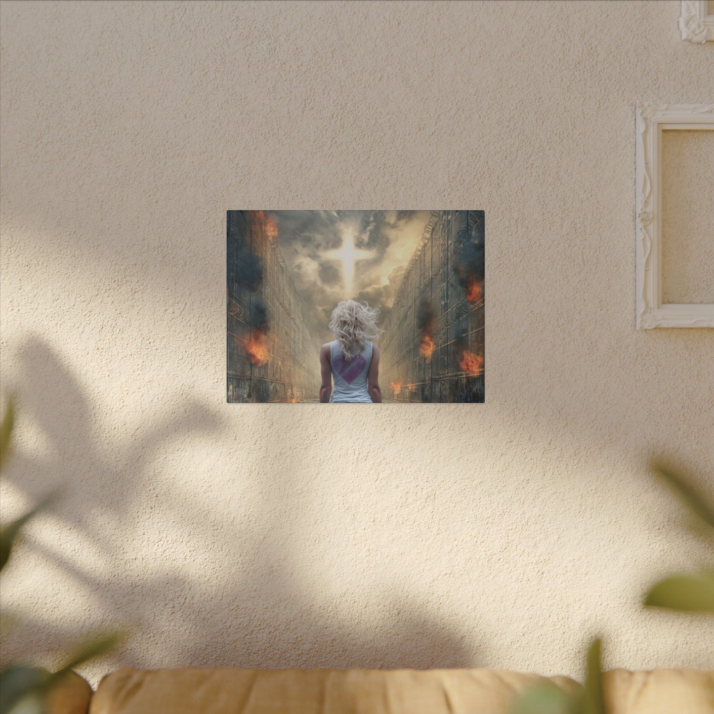 Walking through Hell for Love - Wall Art -Canvas and Poster Print, Christian Home Decor, Christian Art, Spiritual Gift, Modern Artwork
