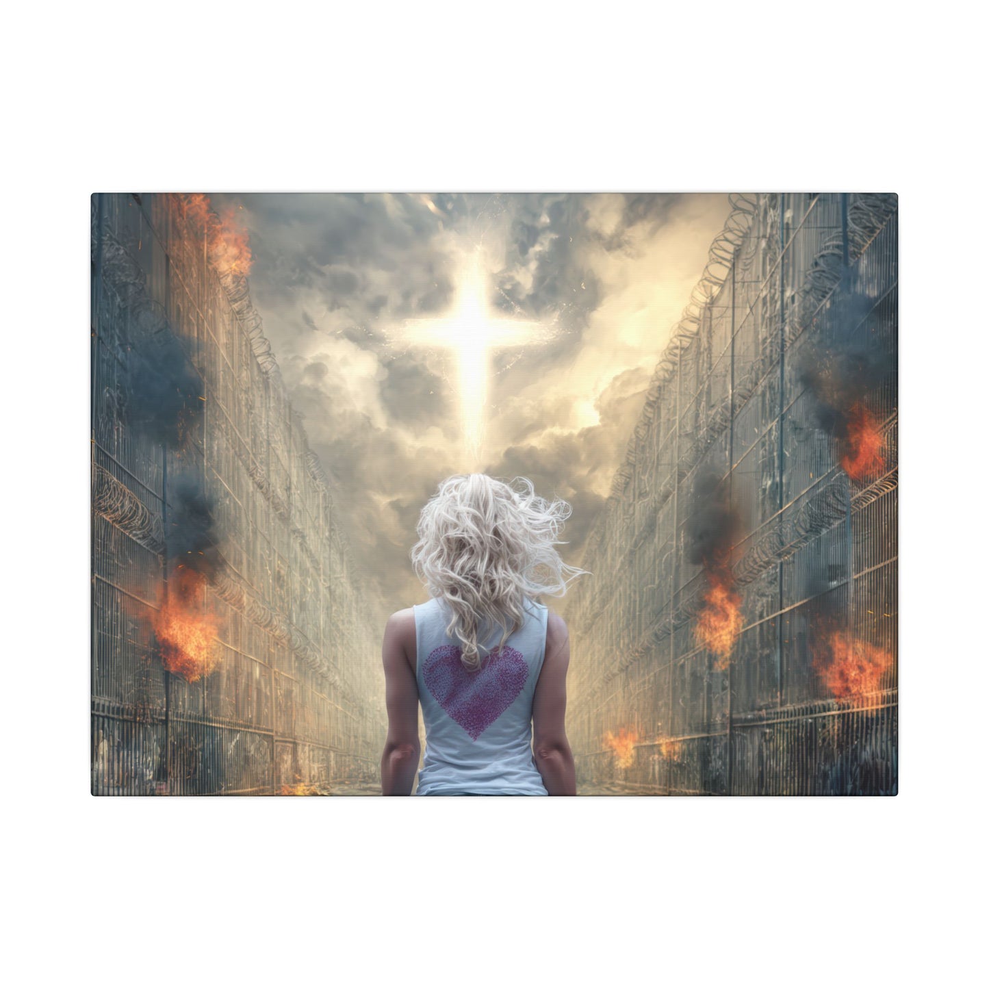 Walking through Hell for Love - Wall Art -Canvas and Poster Print, Christian Home Decor, Christian Art, Spiritual Gift, Modern Artwork