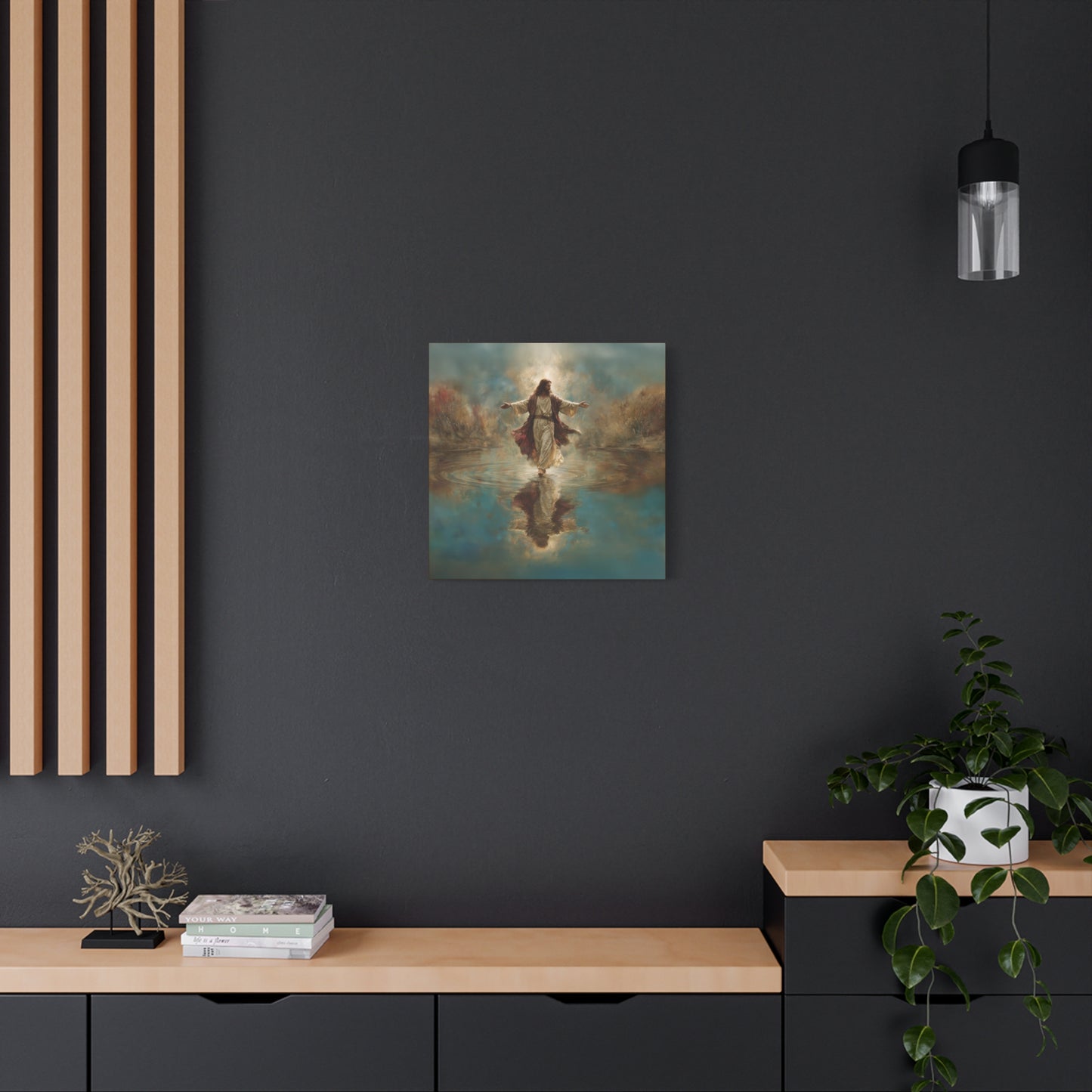 Jesus Walking on Water - Canvas & Poster Prints, Spiritual Wall Decor, Divine Light Modern Canvas Art, Religious Decor, Faith-Based Art, Christian Gift