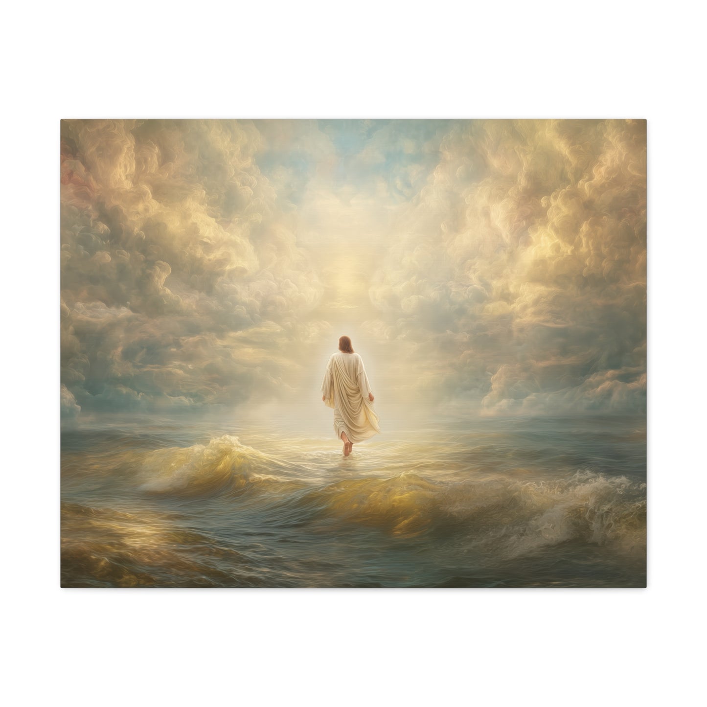 Jesus Walking on Water - Canvas & Poster Print, Spiritual Wall Decor, Divine Light Modern Canvas Art, Religious Decor, Faith-Based Art, Christian Gift