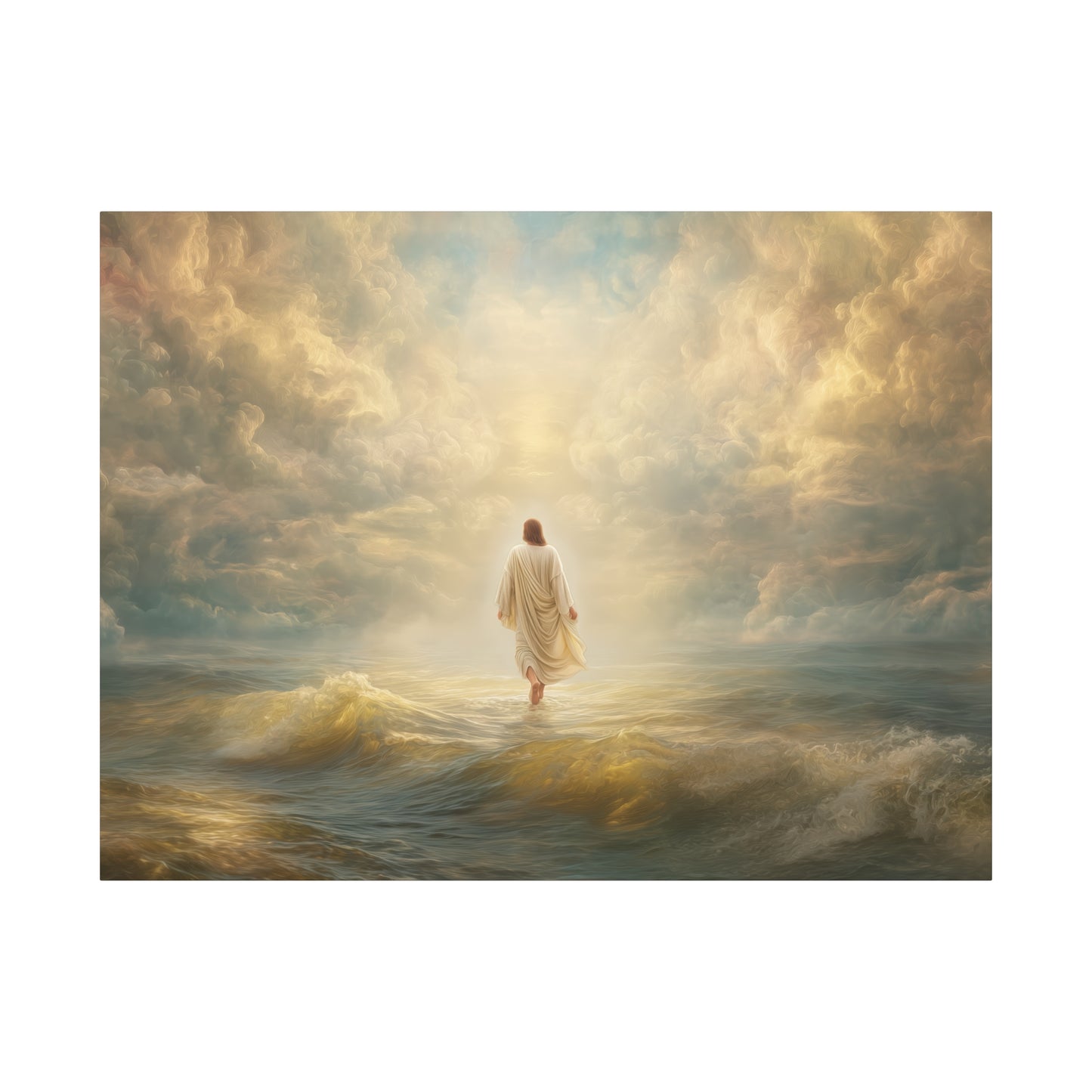 Jesus Walking on Water - Canvas & Poster Print, Spiritual Wall Decor, Divine Light Modern Canvas Art, Religious Decor, Faith-Based Art, Christian Gift