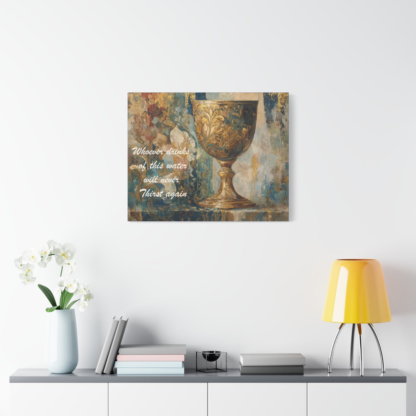 Bible Quote Art Print- Canvas and Poster, Jesus Chalice, Spiritual Home Decor, Faith-based artwork, Christian gift