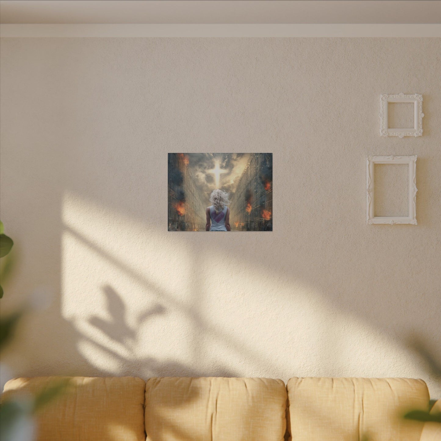 Walking through Hell for Love - Wall Art -Canvas and Poster Print, Christian Home Decor, Christian Art, Spiritual Gift, Modern Artwork