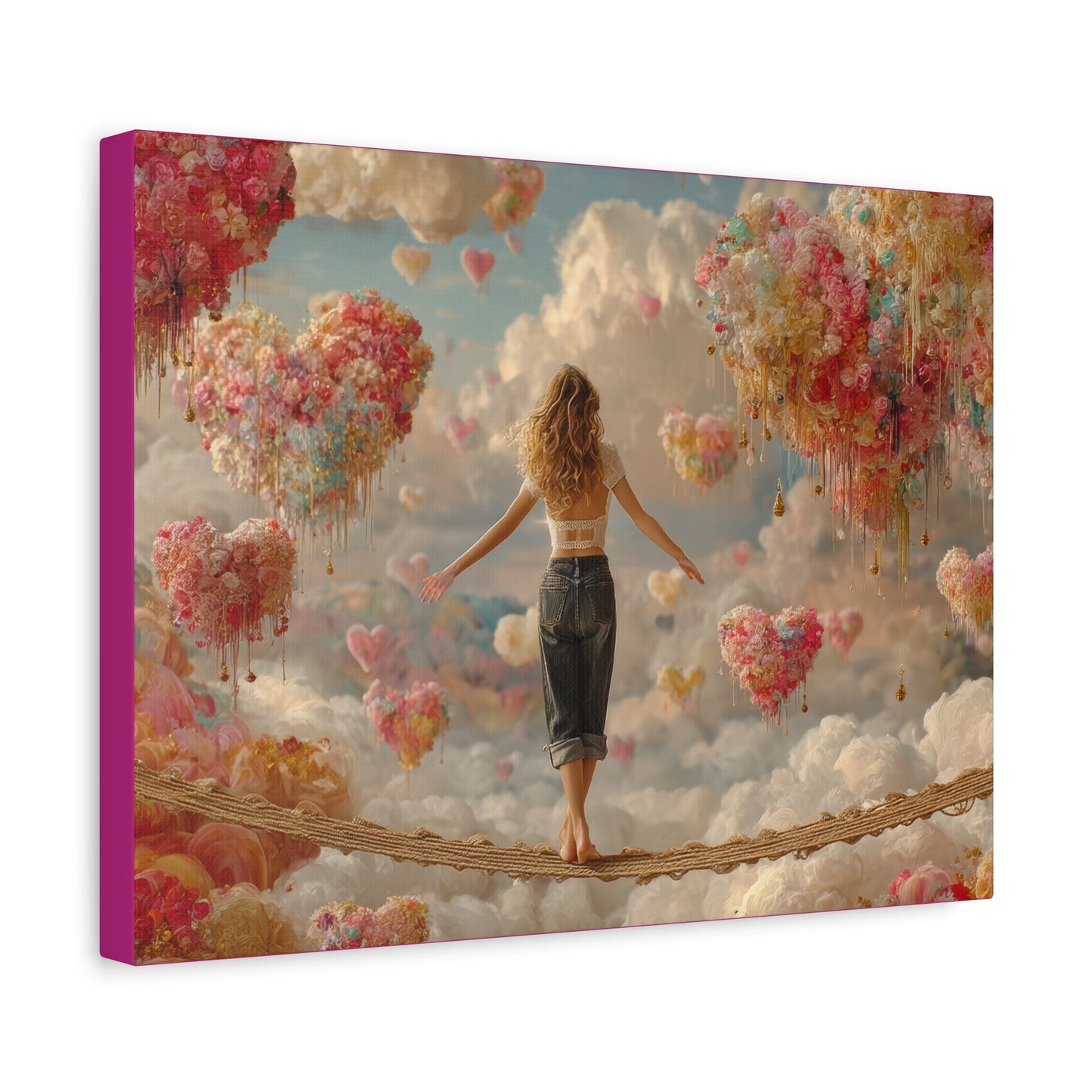 Heart-themed Artwork - Canvas & Poster Prints, Dreamy Heart Cloud Landscape, Whimsical Nursery Decor, Kids Room Wall Art, Girls' Room Art, Baby Girl Gift