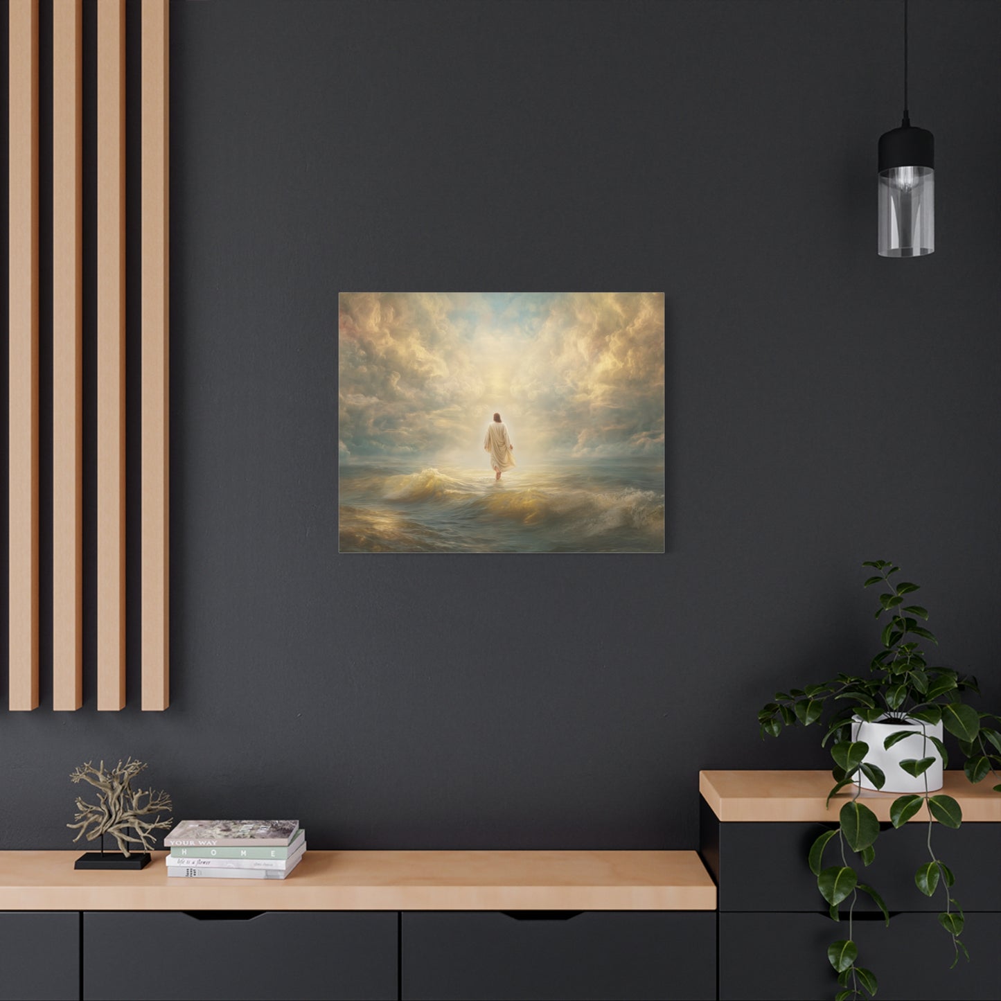 Jesus Walking on Water - Canvas & Poster Print, Spiritual Wall Decor, Divine Light Modern Canvas Art, Religious Decor, Faith-Based Art, Christian Gift