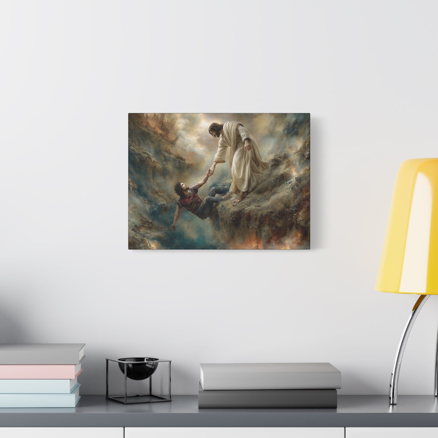 Jesus Saving Man from Pit - Canvas and Poster Print, Faith-Based Decor, Spiritual Wall Art, Religious Gift, Christian Home Decor, Biblical Wall Hanging