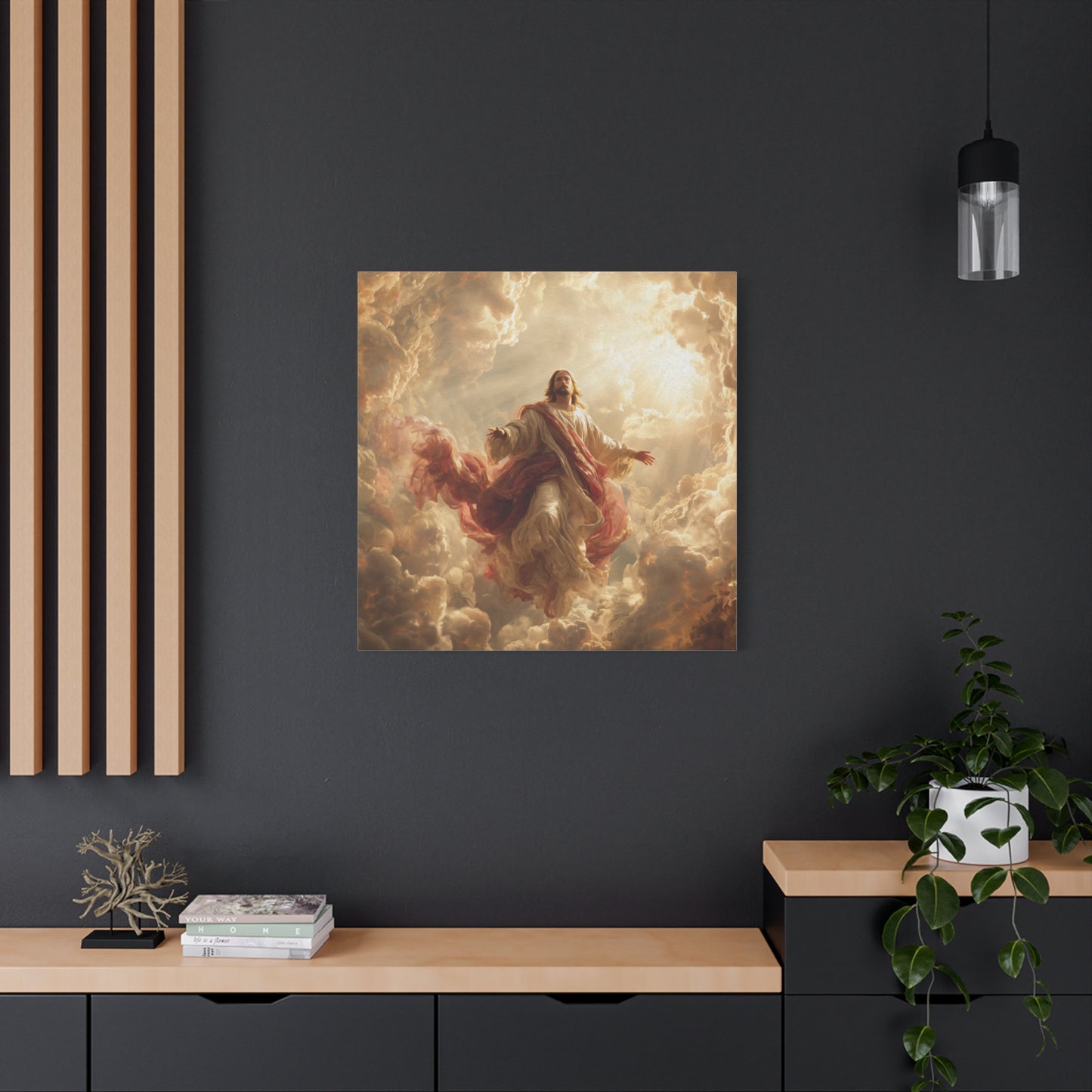 Power of Jesus Heavenly Art - Canvas & Poster, Jesus Descends in Clouds, Spiritual Wall Decor, Religious Home Decor, Faith-Based Art