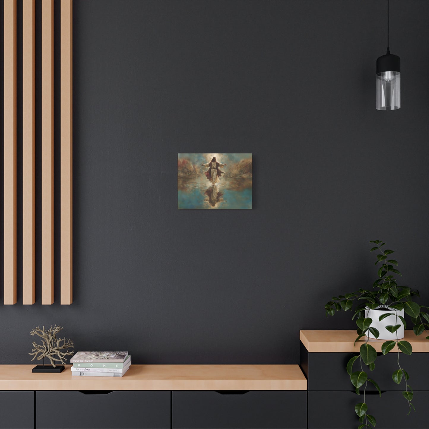 Jesus Walking on Water - Canvas & Poster Prints, Spiritual Wall Decor, Divine Light Modern Canvas Art, Religious Decor, Faith-Based Art, Christian Gift