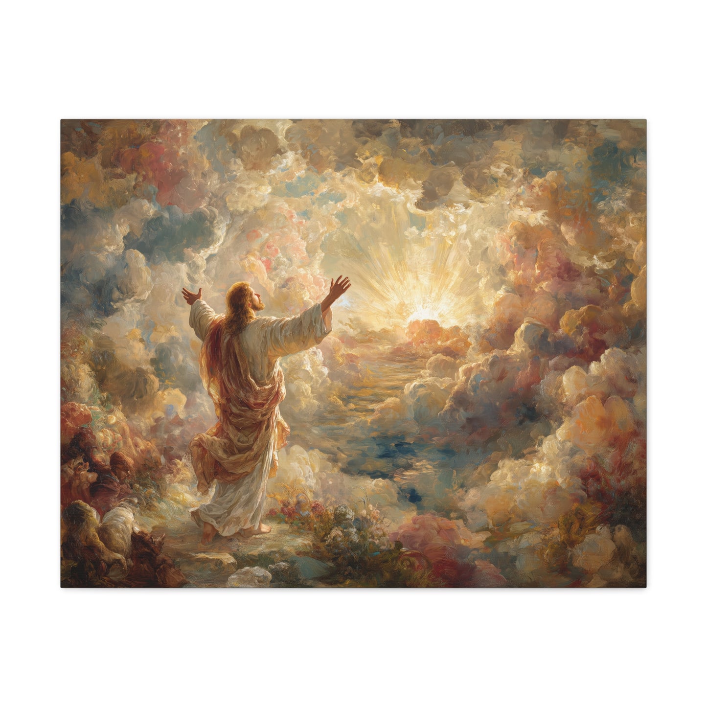 Jesus in Clouds Art - Canvas & Poster Print, Religious Decor, Christian Wall Art, Spiritual Home Decor, Faith-Based Gift Religious Gifts