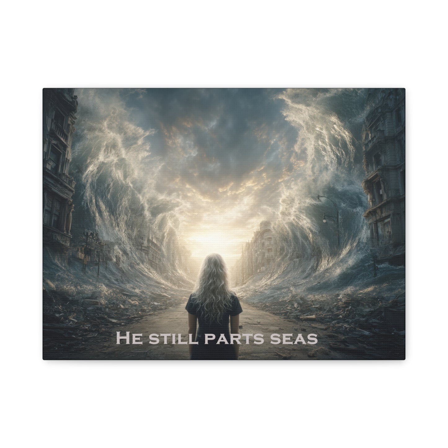 Moses Parting Red Sea Artwork - Canvas & Poster Print, Motivational Christian Art, Religious Decor, Spiritual Wall Art, Modern Christian Home Decor, Faith-Based Gift