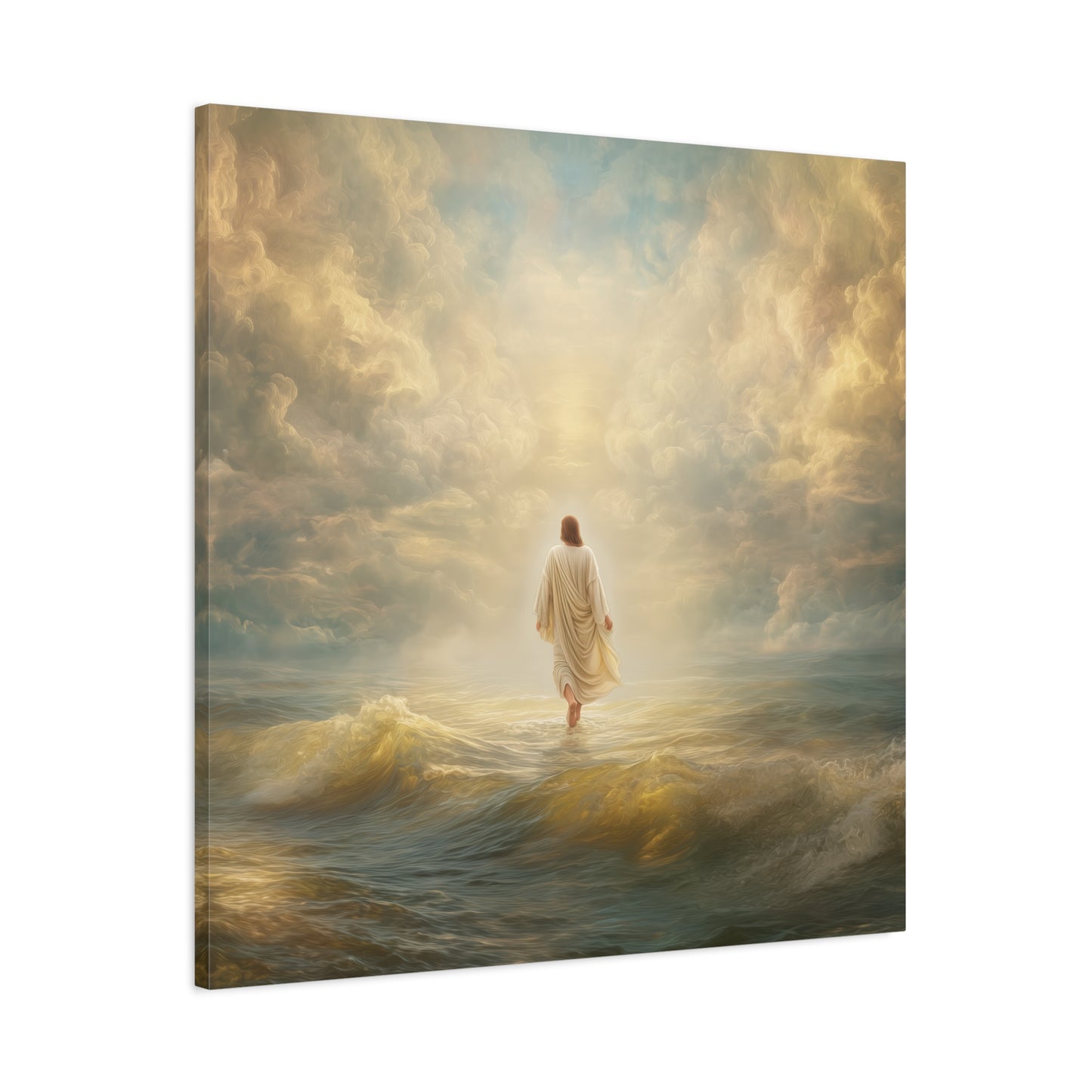 Jesus Walking on Water - Canvas & Poster Print, Spiritual Wall Decor, Divine Light Modern Canvas Art, Religious Decor, Faith-Based Art, Christian Gift