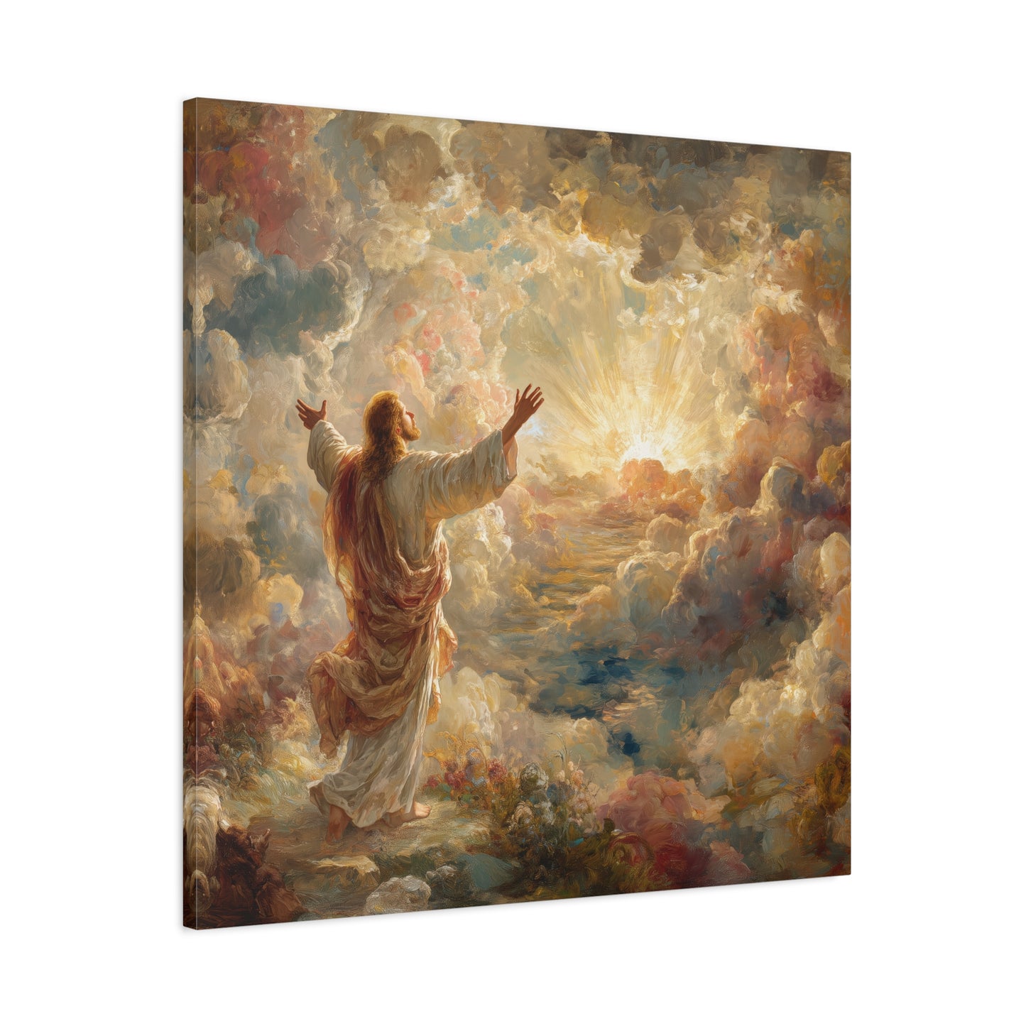 Jesus in Clouds Art - Canvas & Poster Print, Religious Decor, Christian Wall Art, Spiritual Home Decor, Faith-Based Gift Religious Gifts