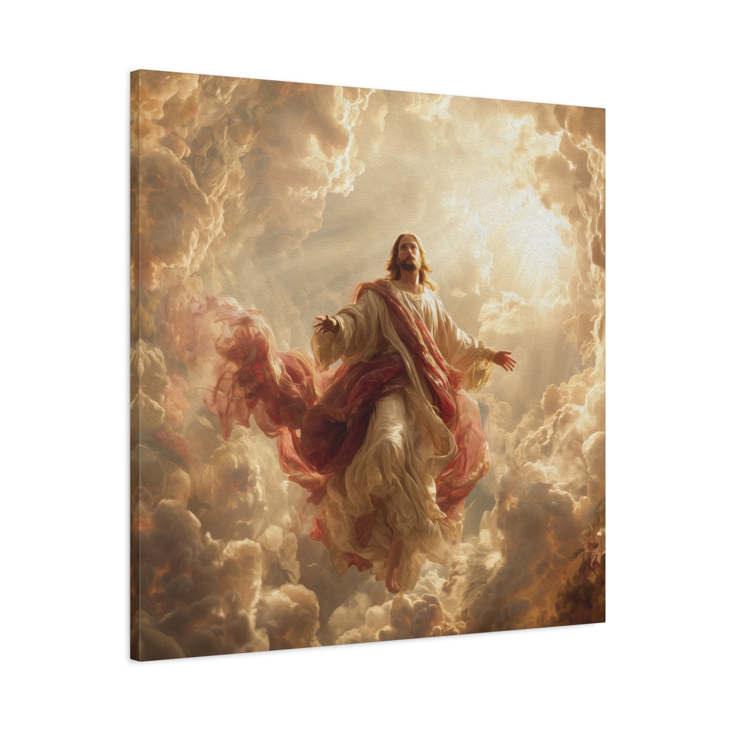 Power of Jesus Heavenly Art - Canvas & Poster, Jesus Descends in Clouds, Spiritual Wall Decor, Religious Home Decor, Faith-Based Art