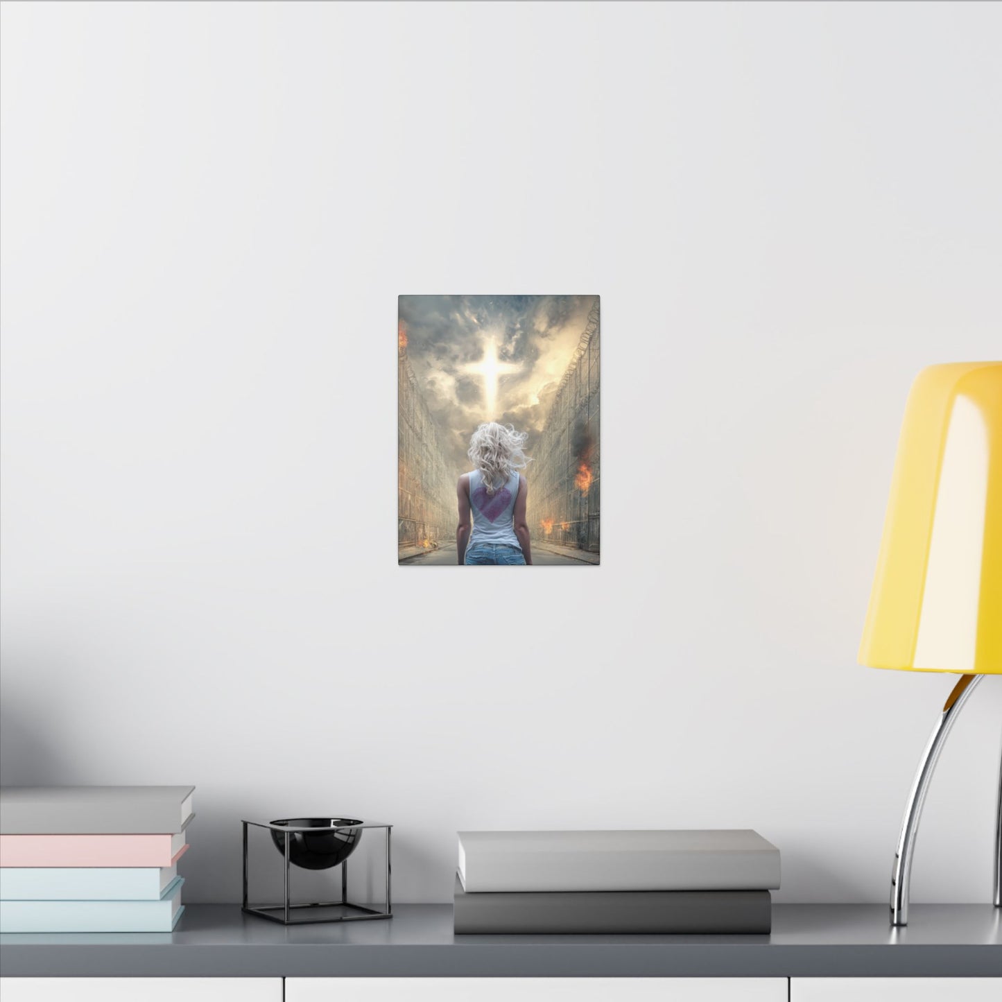 Walking through Hell for Love - Wall Art -Canvas and Poster Print, Christian Home Decor, Christian Art, Spiritual Gift, Modern Artwork