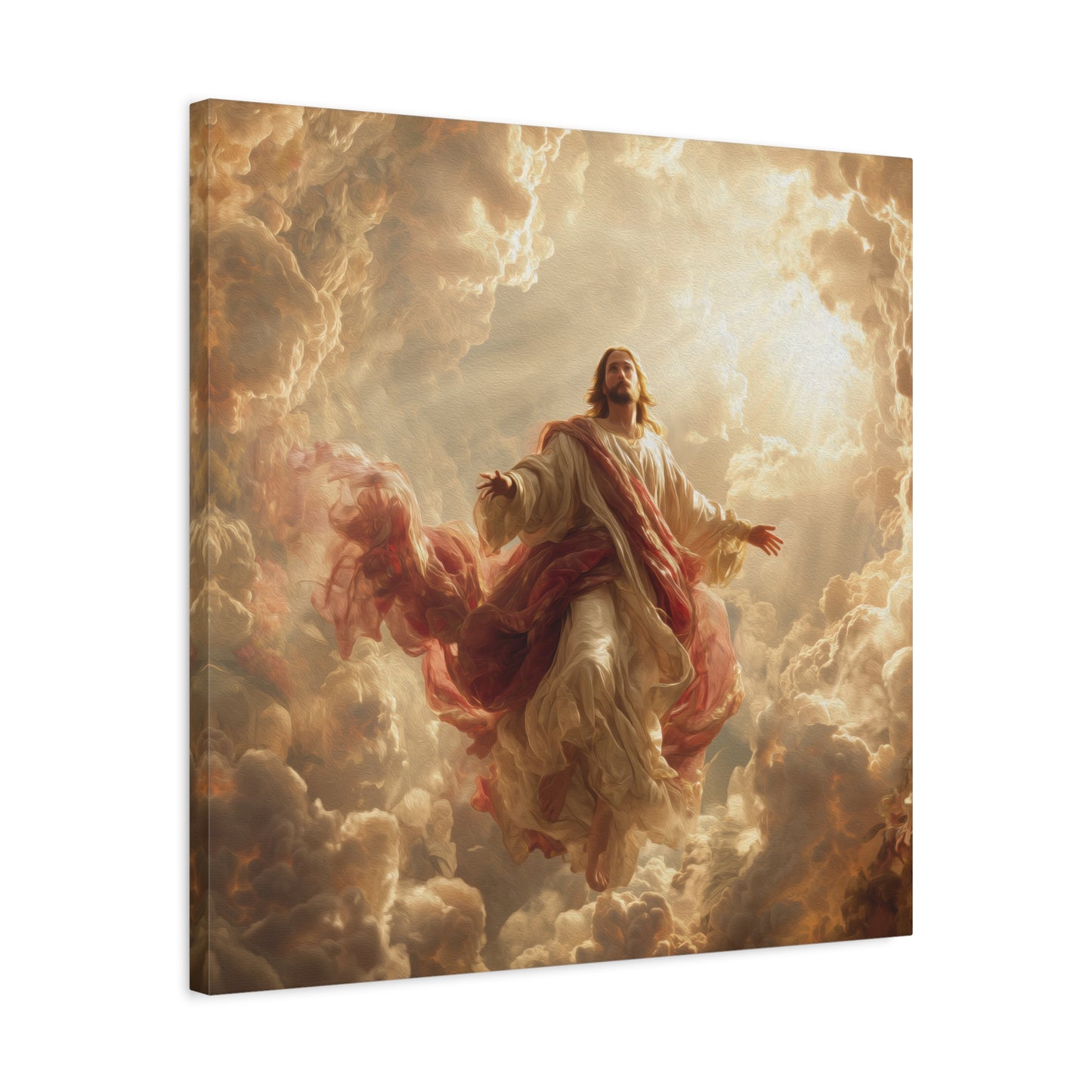 Power of Jesus Heavenly Art - Canvas & Poster, Jesus Descends in Clouds, Spiritual Wall Decor, Religious Home Decor, Faith-Based Art